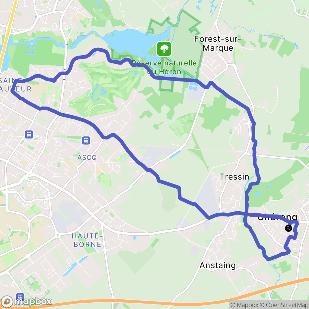 Chéreng : carte du parcours de randonnée - France