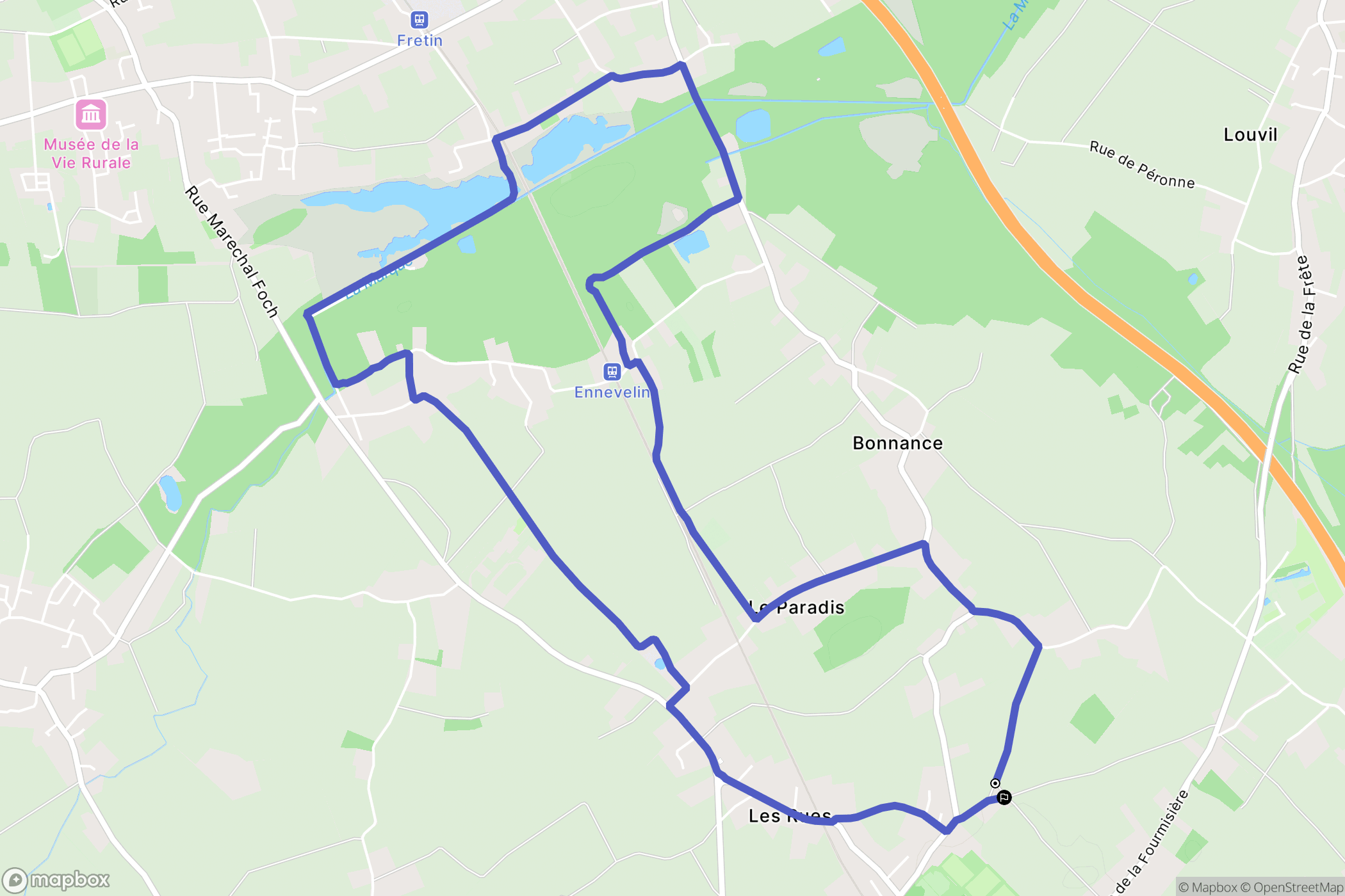 Templeuve-en-Pévèle : carte du parcours de randonnée - France