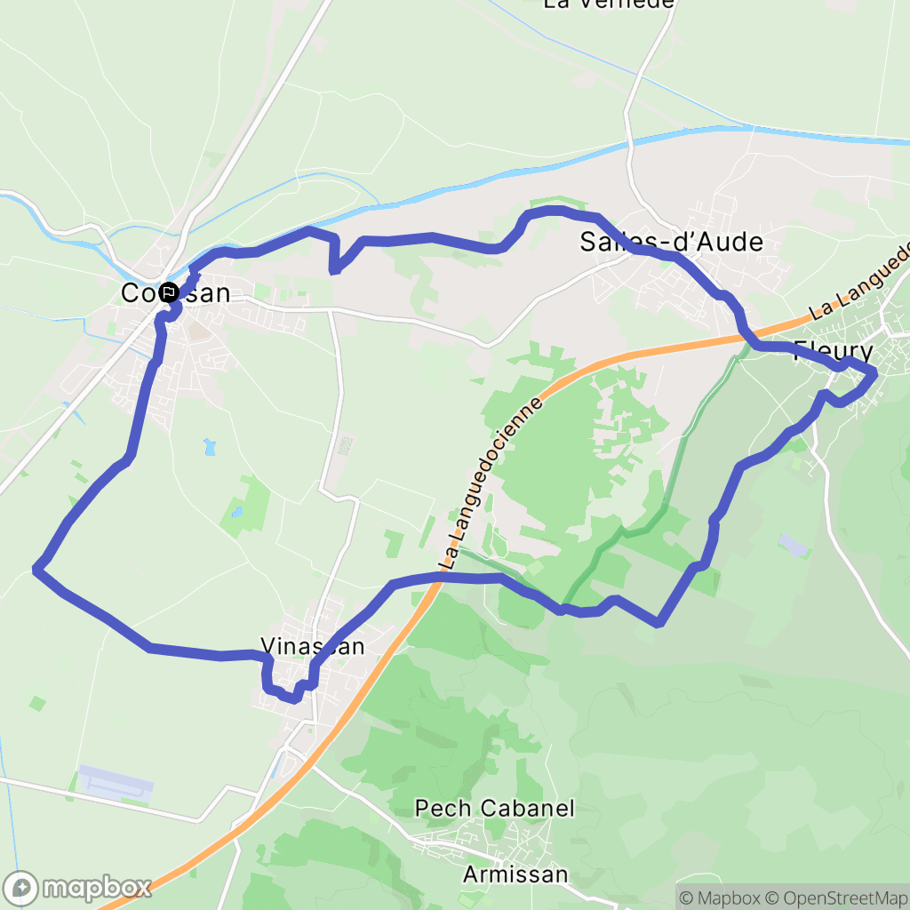 Coursan : carte du parcours de randonnée - France