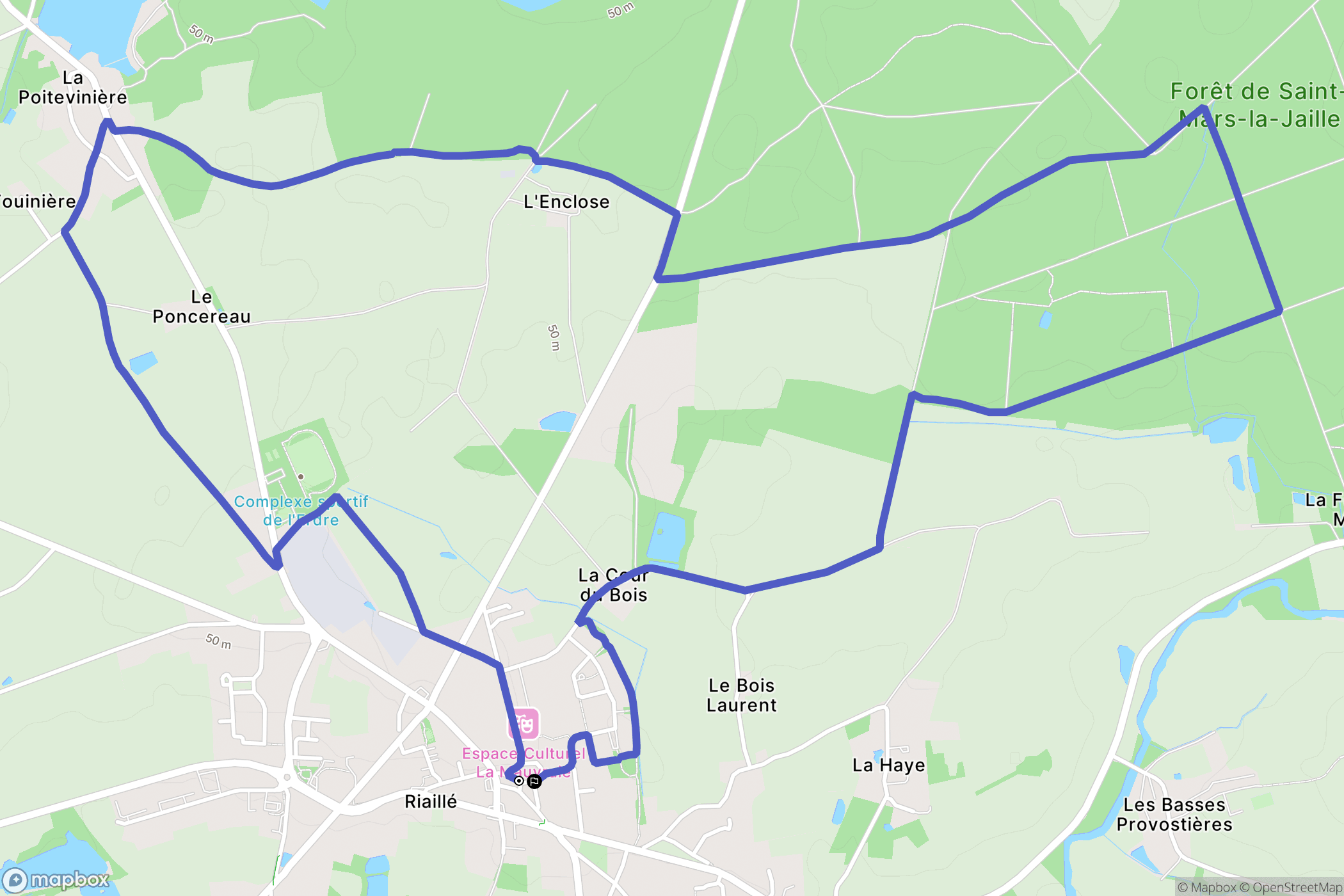 Riaillé : carte du parcours de randonnée - France