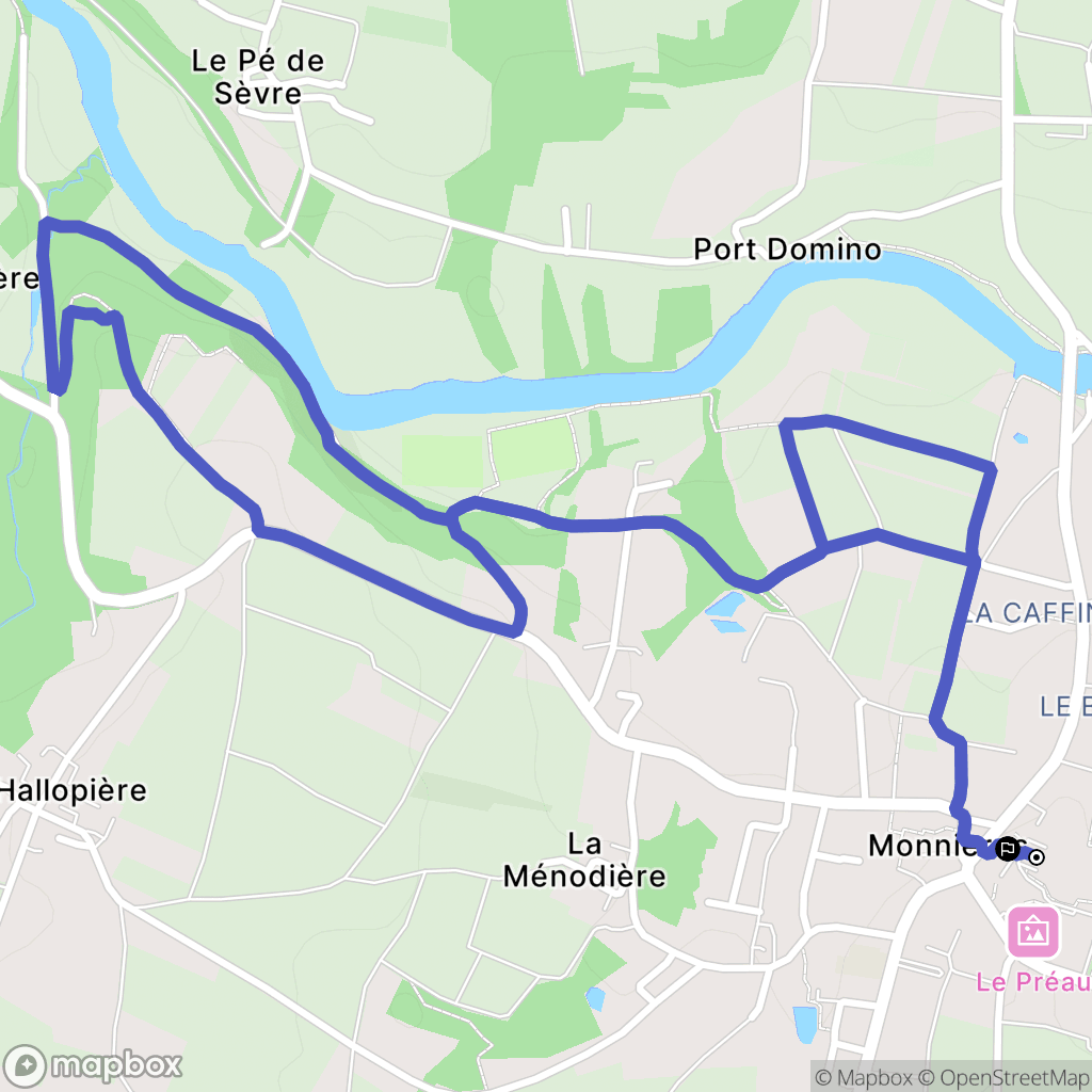 Monnières : carte du parcours de randonnée - France