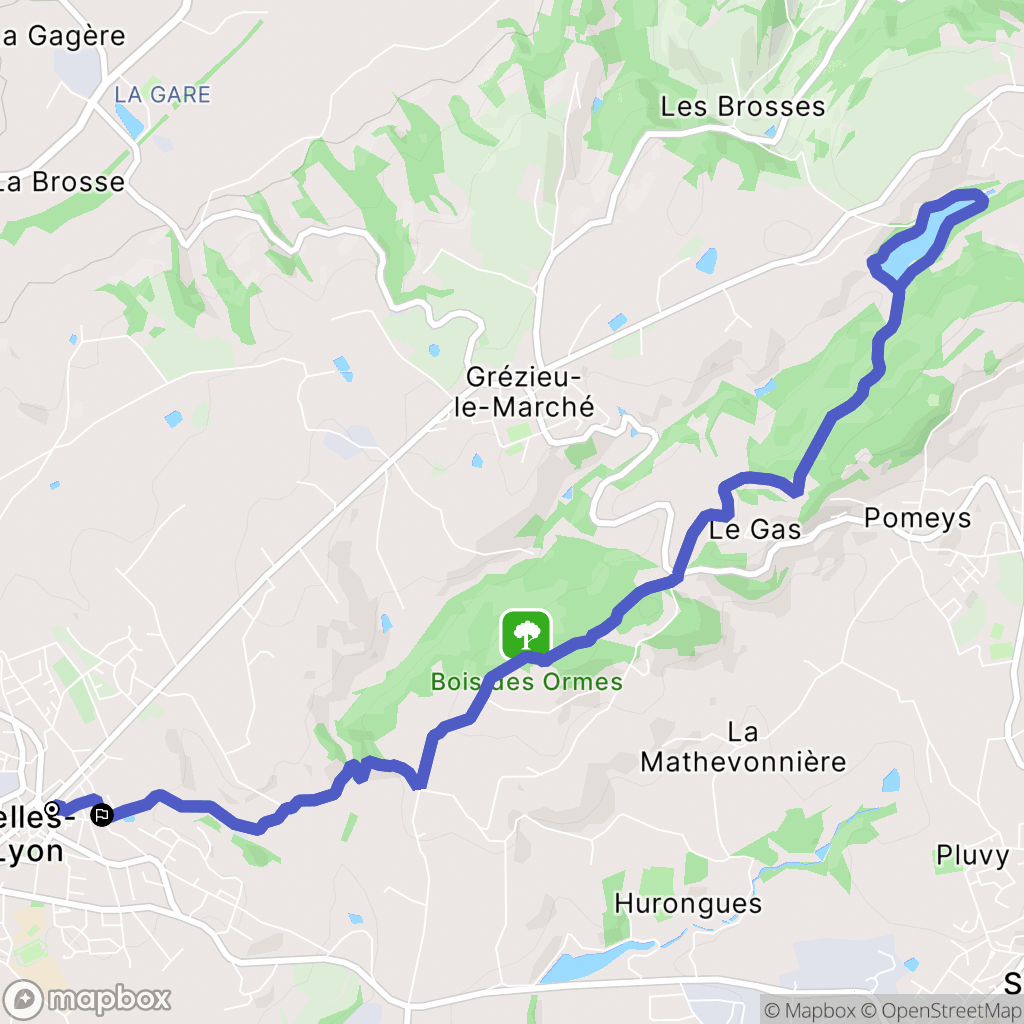 Chazelles-sur-Lyon : carte du parcours de randonnée - France