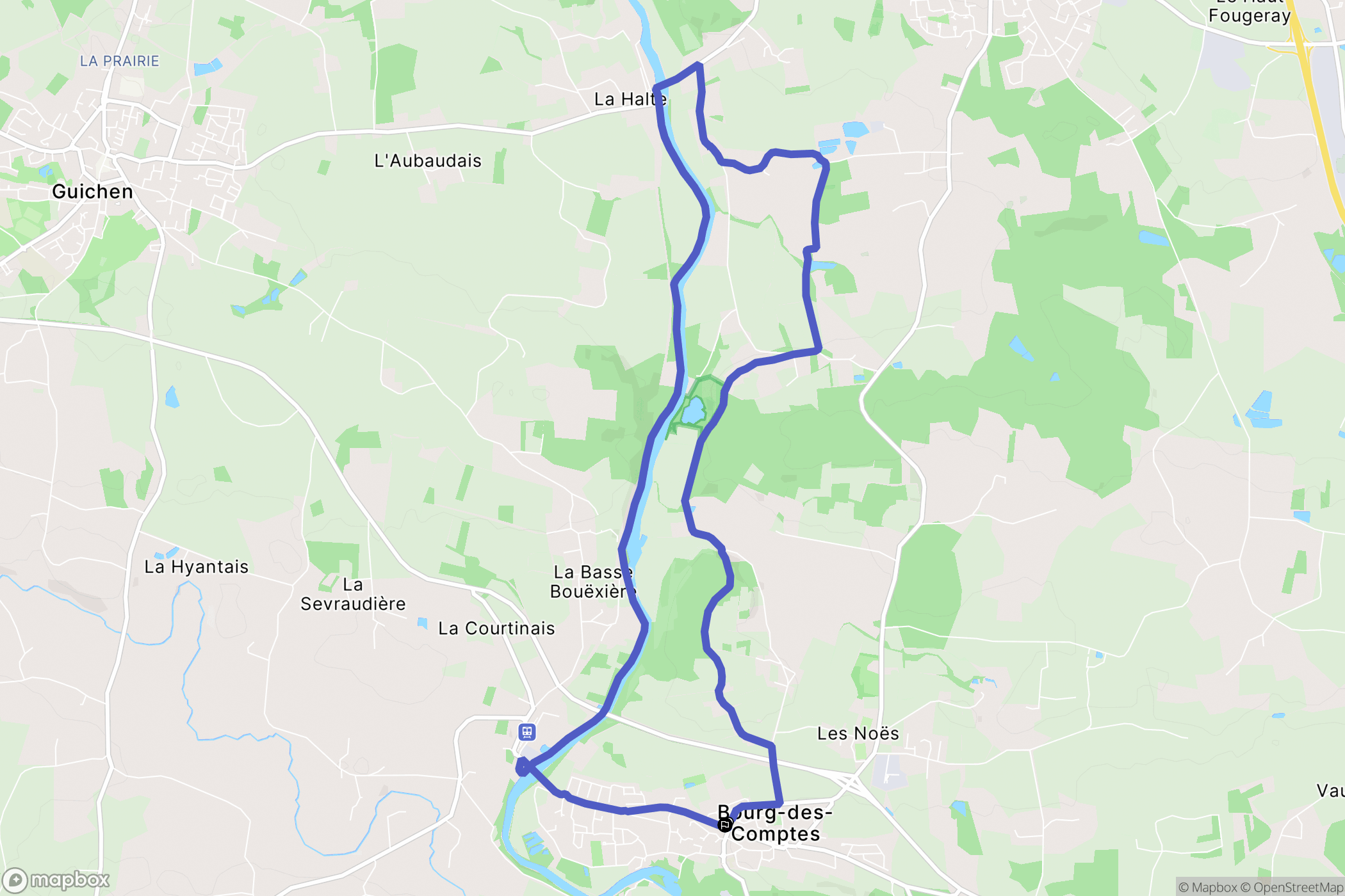 Bourg-des-Comptes : carte du parcours de randonnée - France