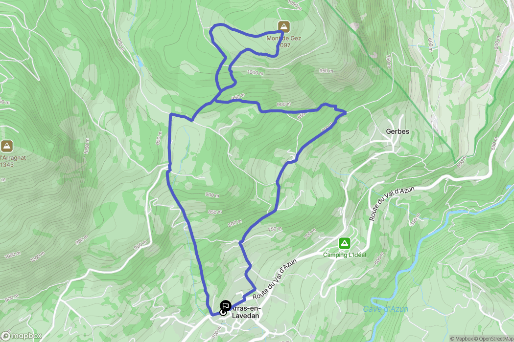 Arras-en-Lavedan : carte du parcours de randonnée - France
