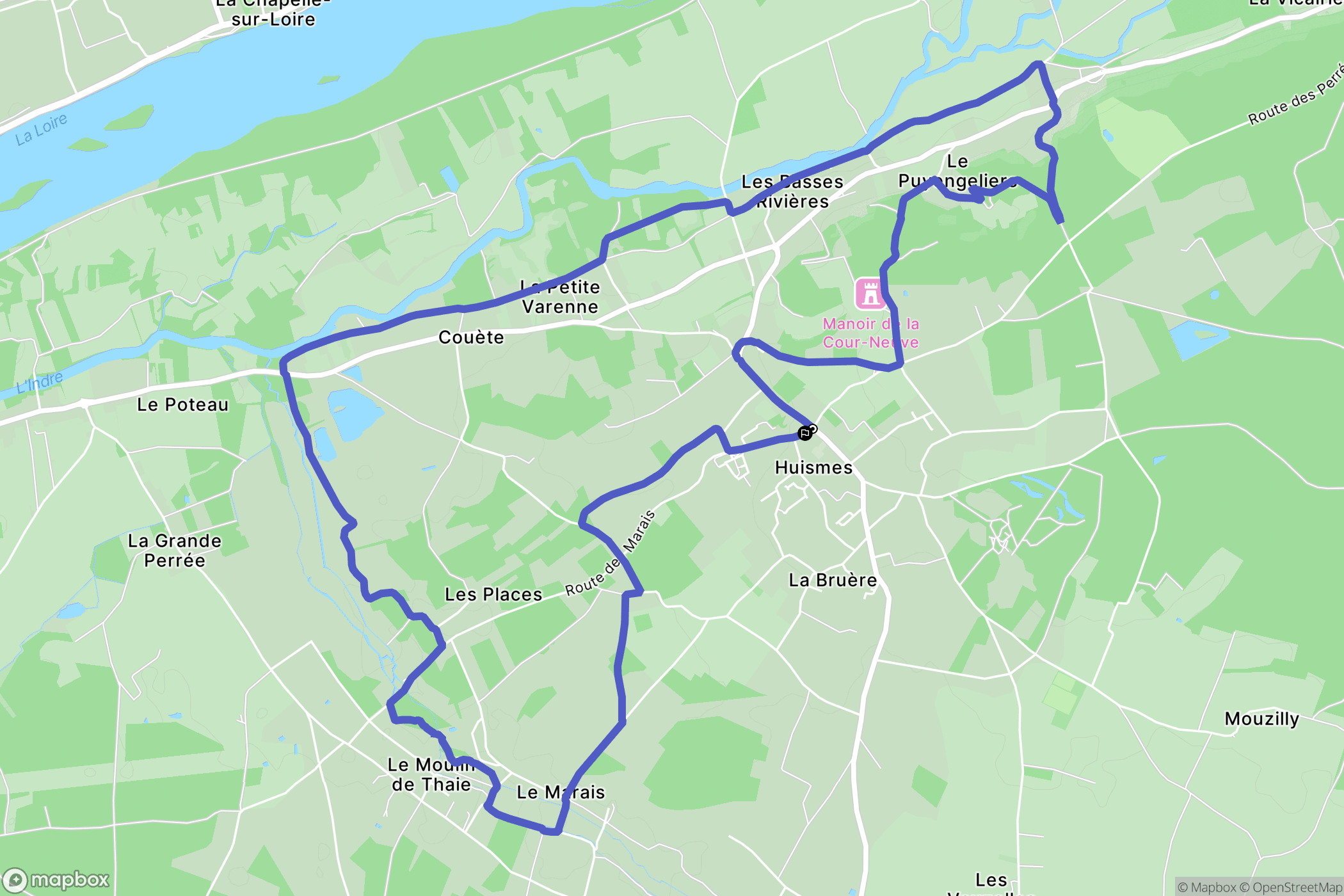 Huismes : carte du parcours de randonnée - France