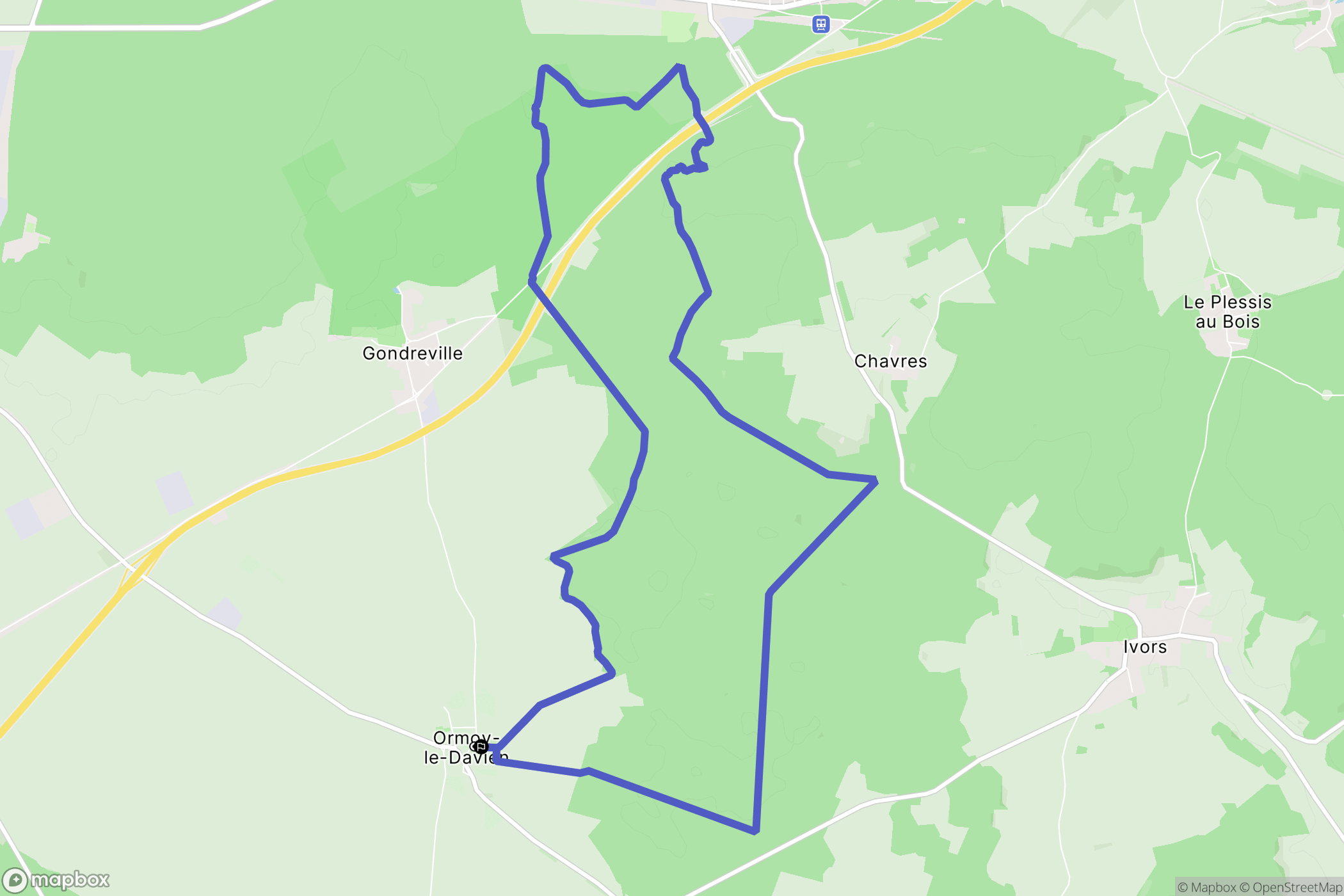 Ormoy-le-Davien : carte du parcours de randonnée - France