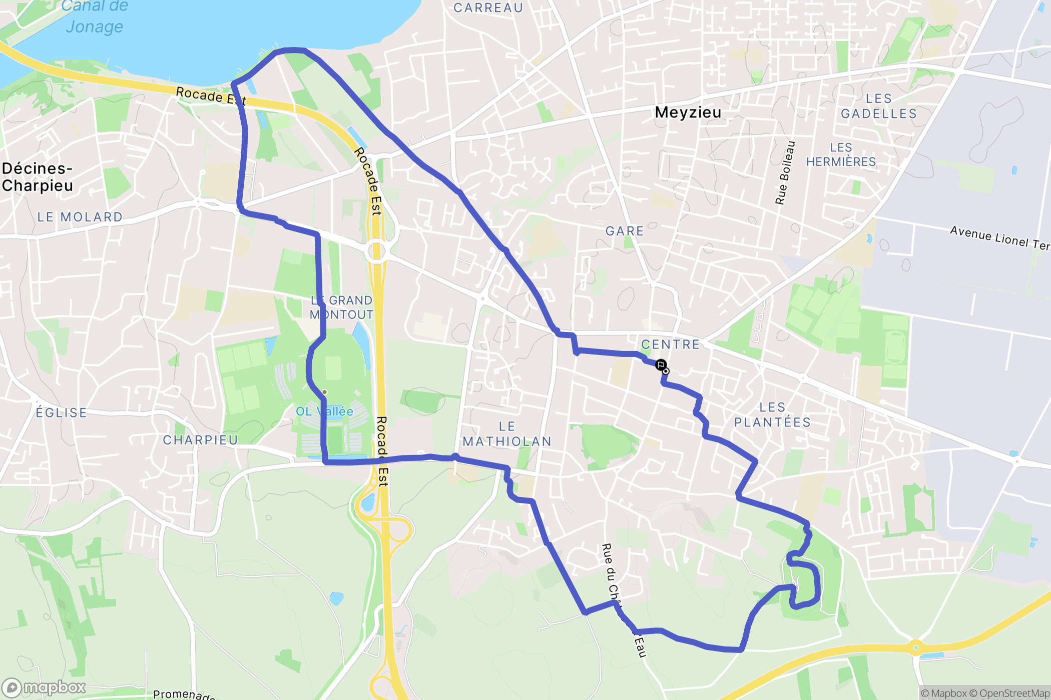 Meyzieu : carte du parcours de randonnée - France