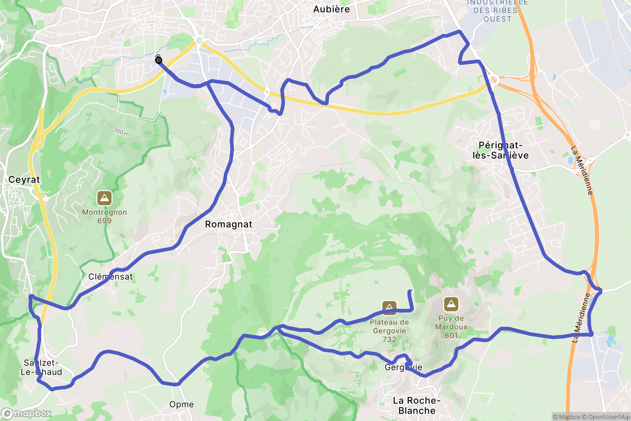Beaumont : carte du parcours de randonnée - France