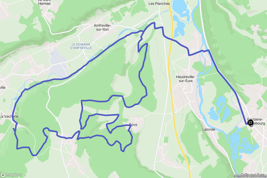 Clef Vallée d'Eure : carte du parcours de randonnée - France