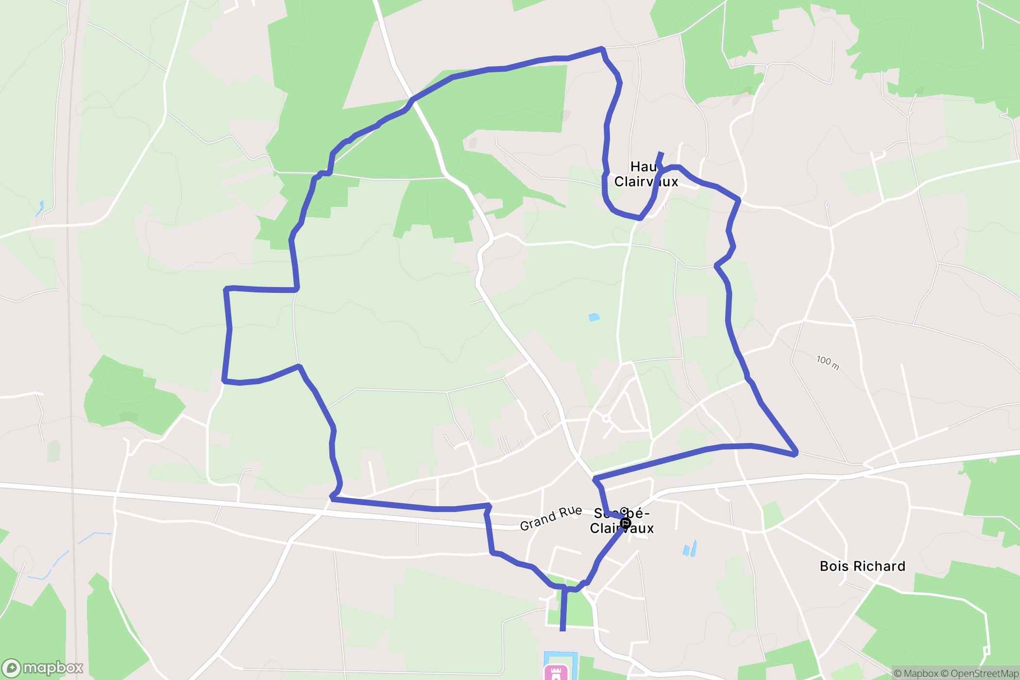 Scorbé-Clairvaux : carte du parcours de randonnée - France