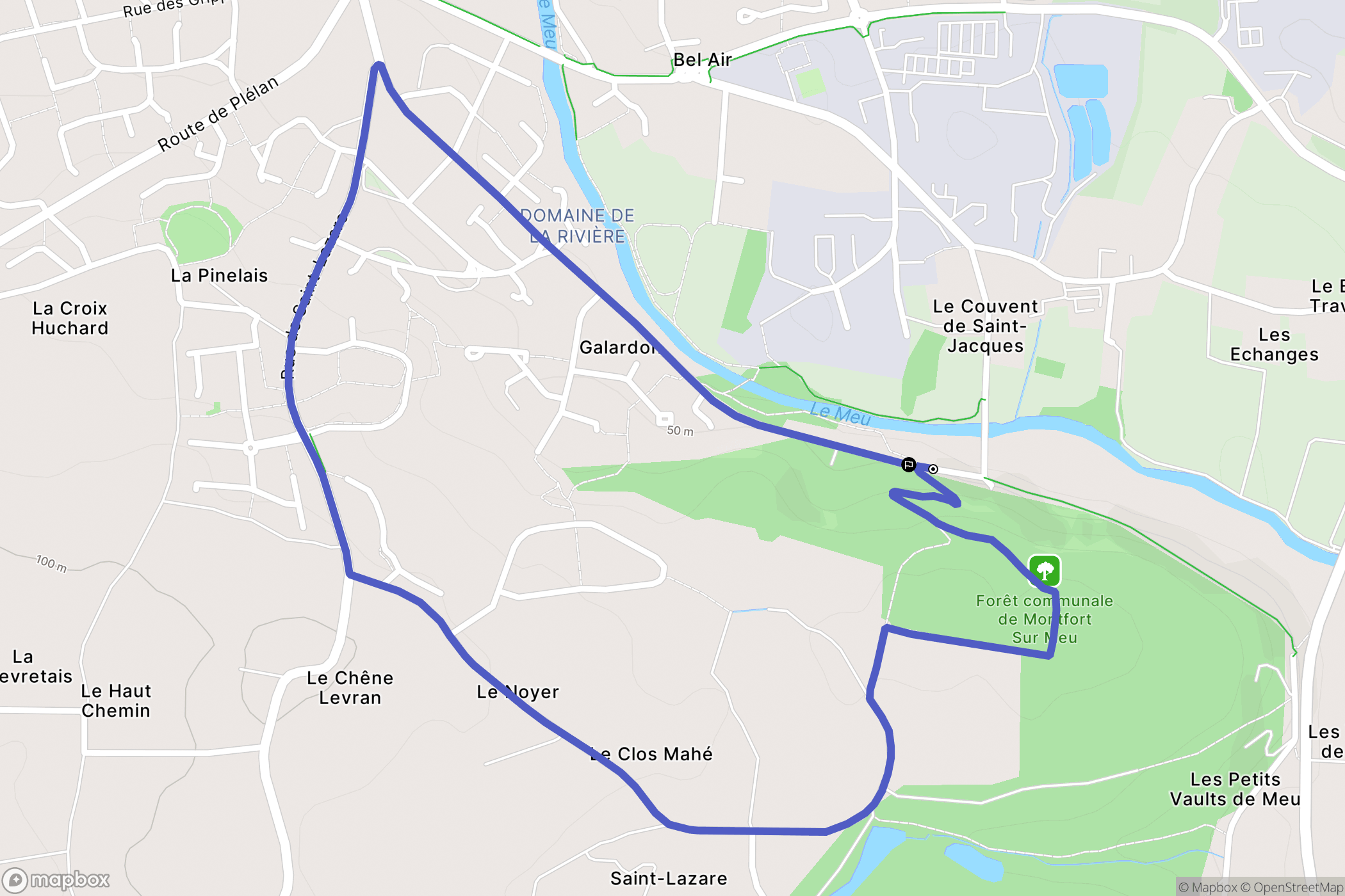 Montfort-sur-Meu : carte du parcours de randonnée - France