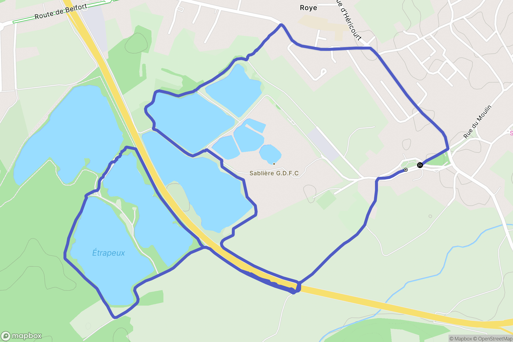 Roye : carte du parcours de randonnée - France