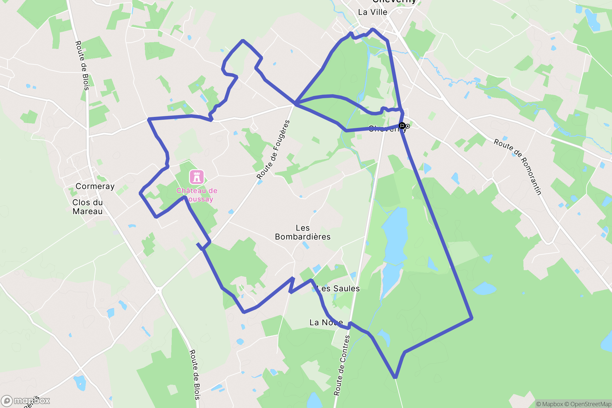 Cheverny : carte du parcours de randonnée - France