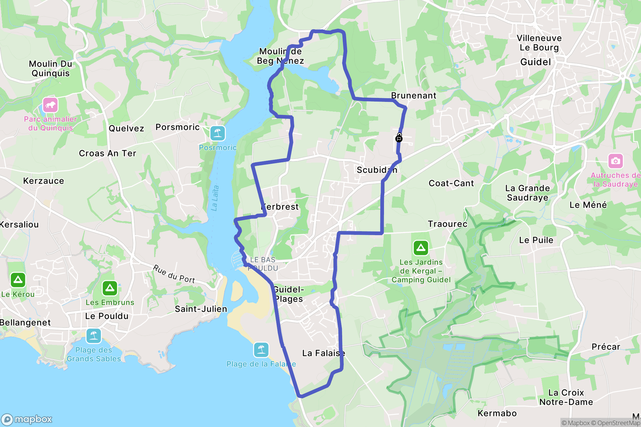 Guidel : carte du parcours de randonnée - France