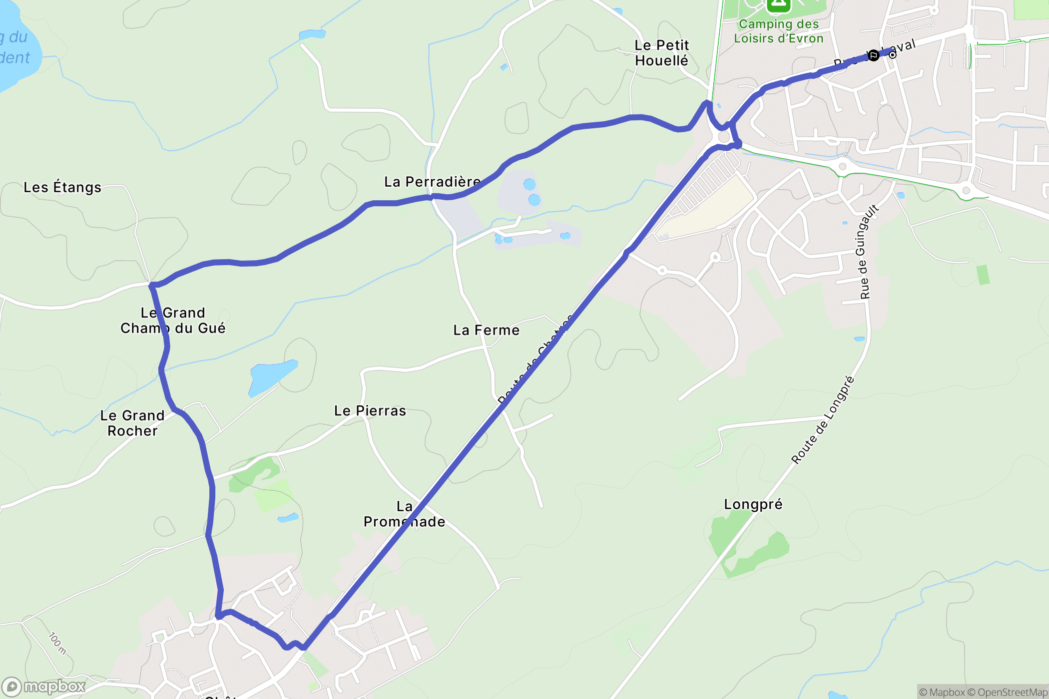 Évron : carte du parcours de randonnée - France