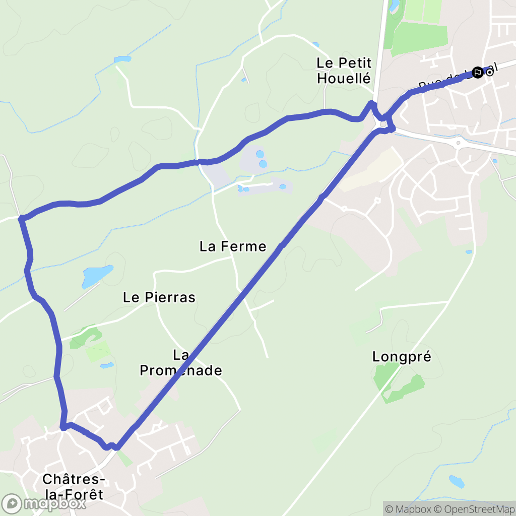 Évron : carte du parcours de randonnée - France