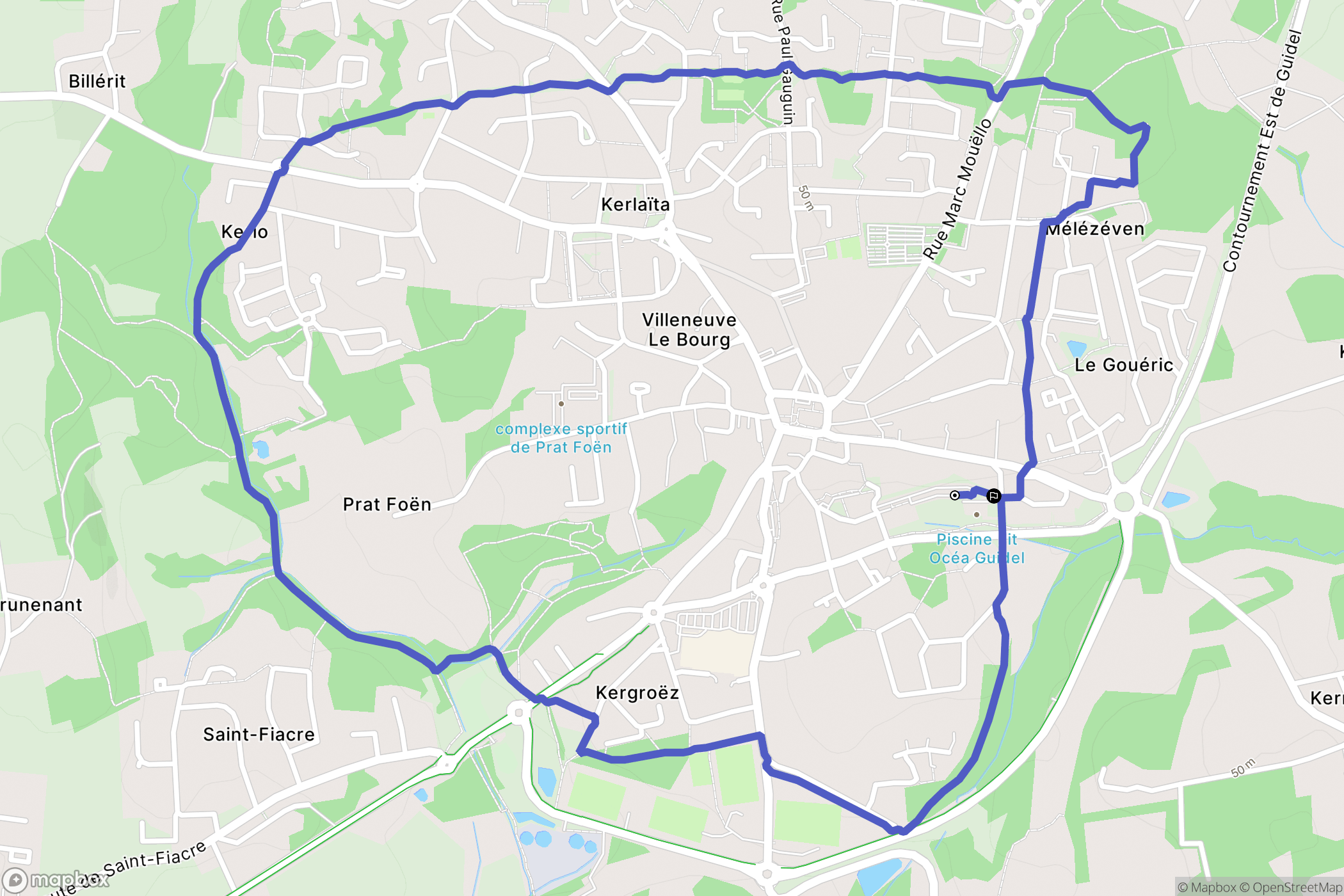 Guidel : carte du parcours de randonnée - France