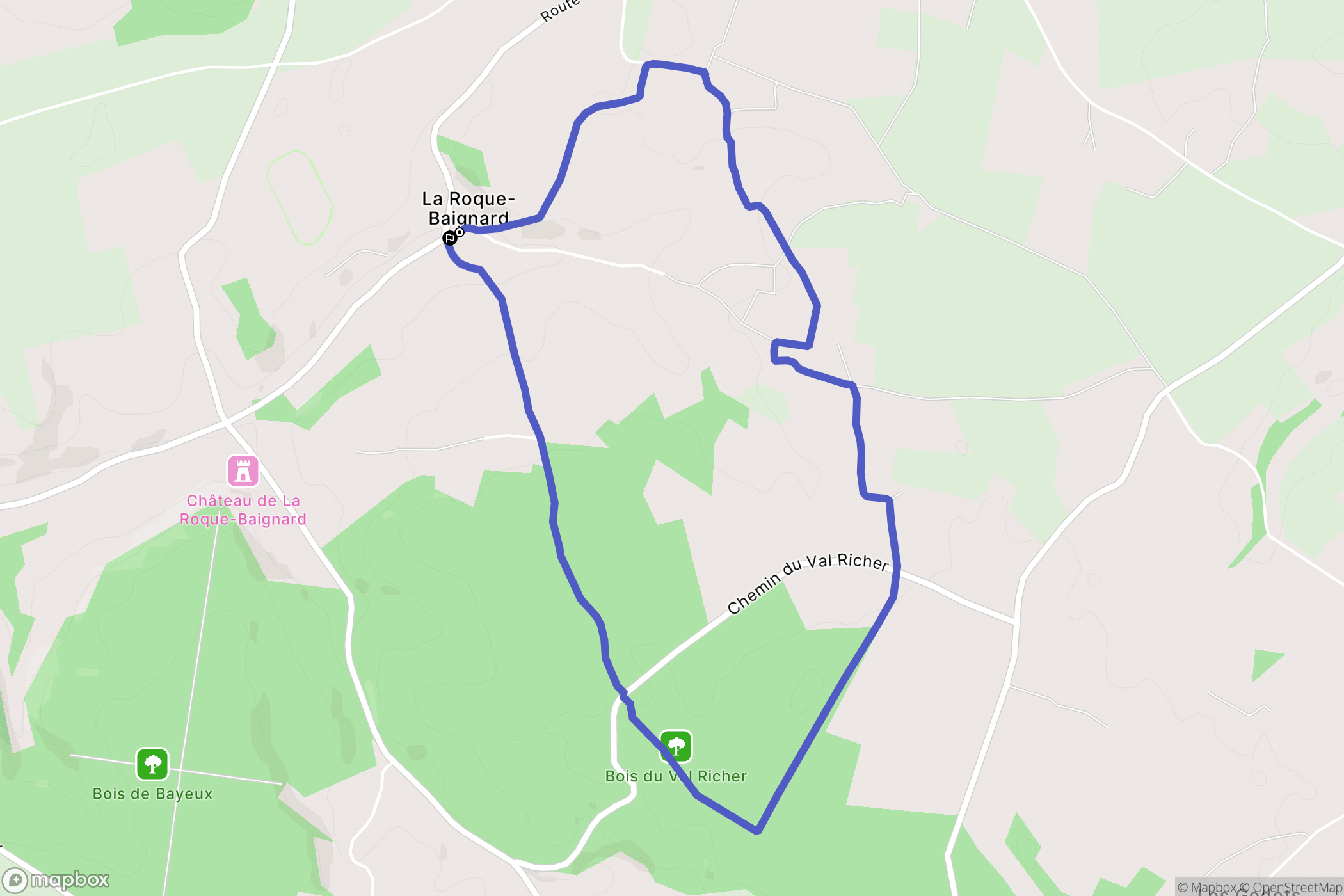 La Roque-Baignard : carte du parcours de randonnée - France