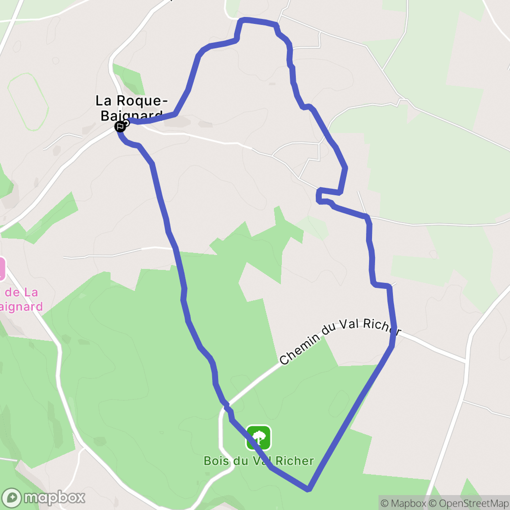 La Roque-Baignard : carte du parcours de randonnée - France