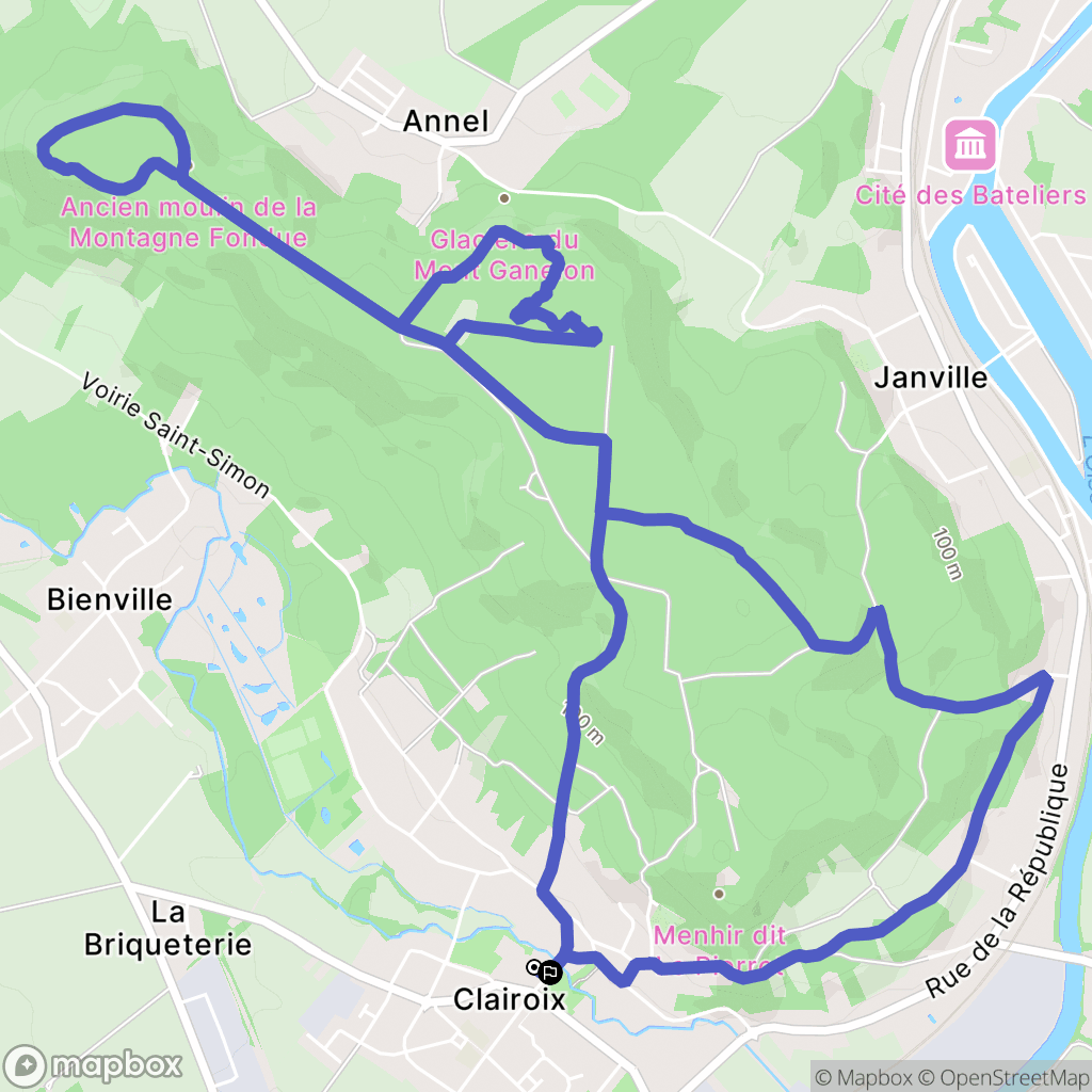 Clairoix : carte du parcours de randonnée - France