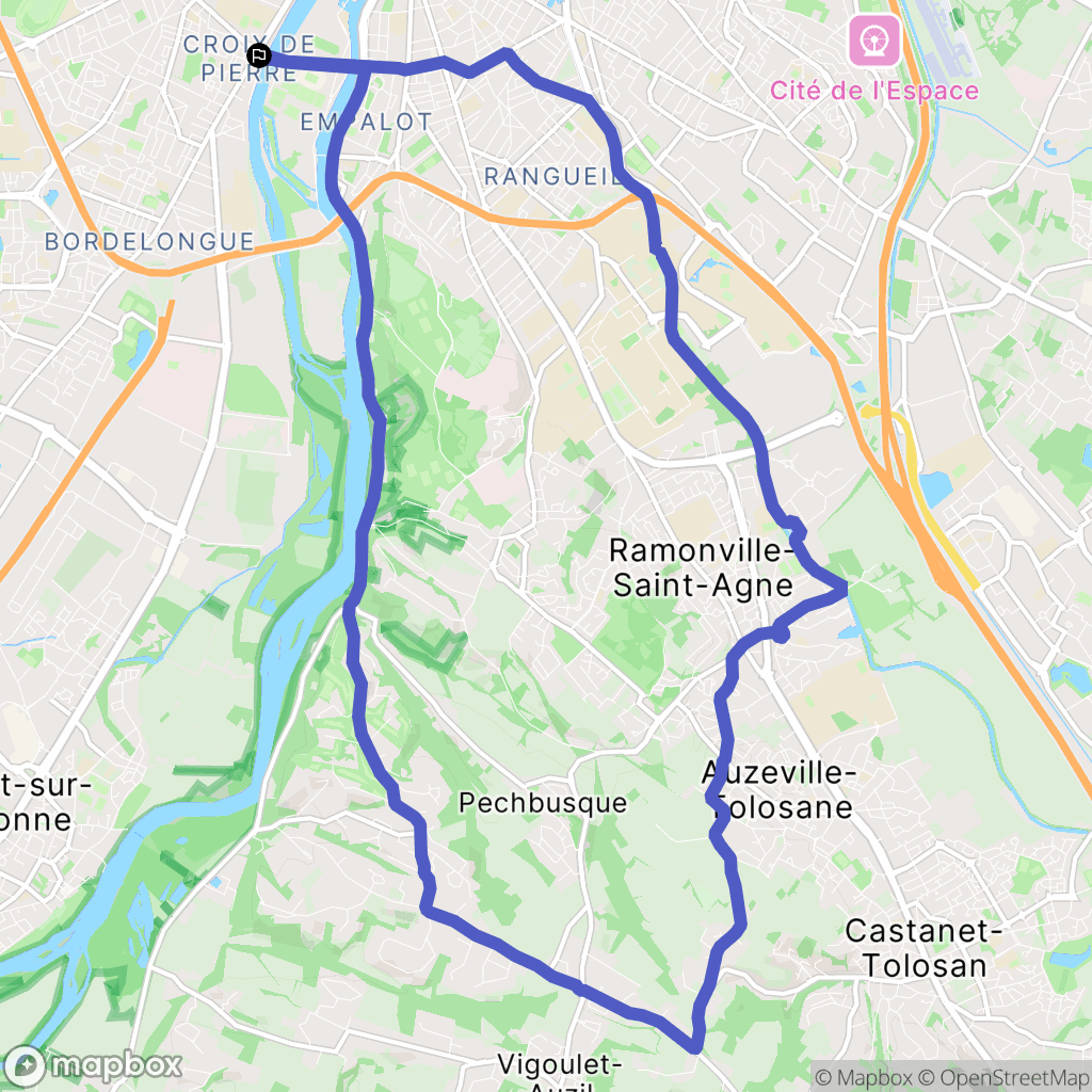 Toulouse : carte du parcours de randonnée - France