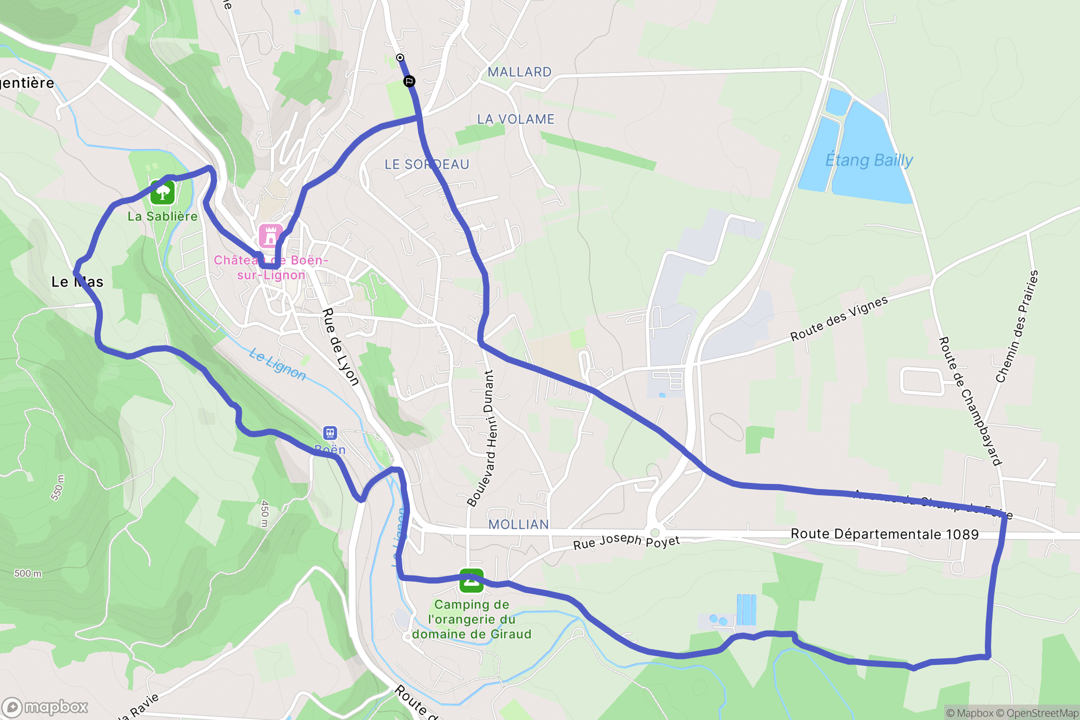 Boën-sur-Lignon : carte du parcours de randonnée - France
