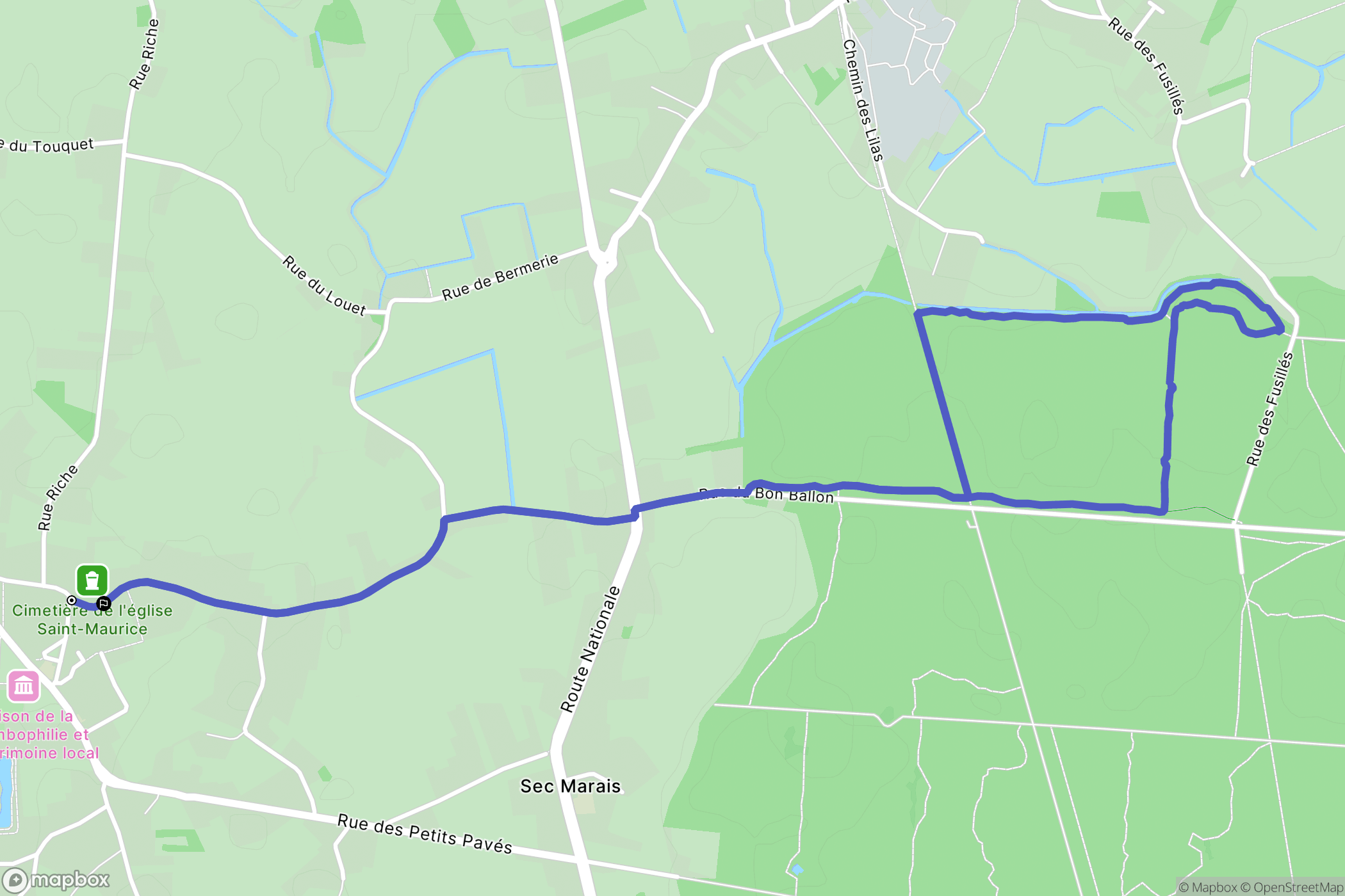 Bouvignies : carte du parcours de randonnée - France