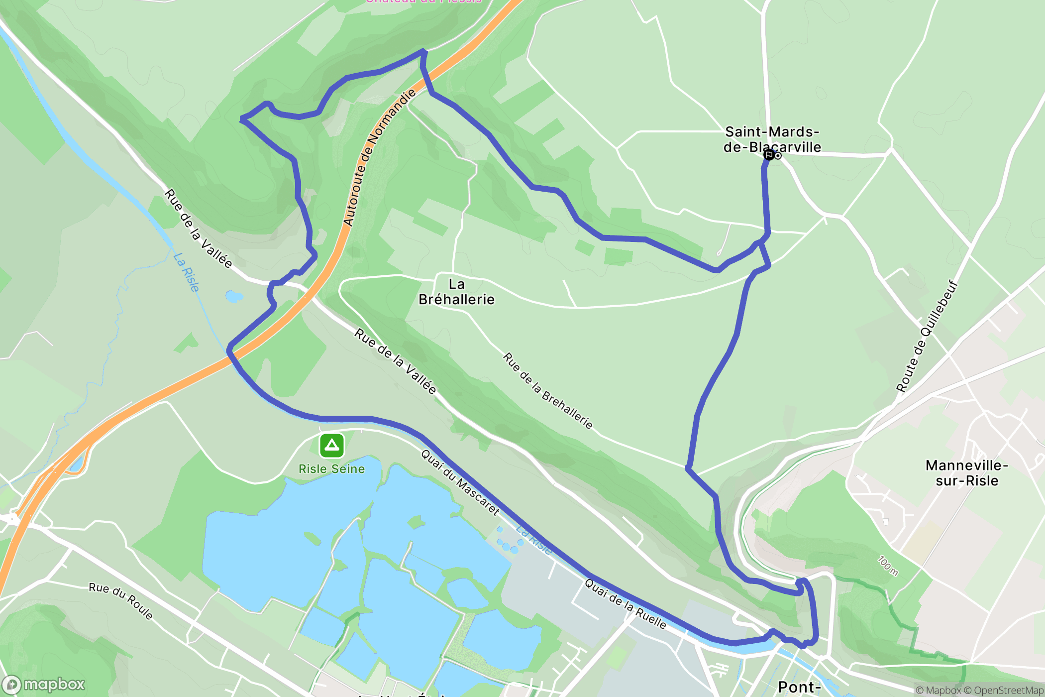 Saint-Mards-de-Blacarville : carte du parcours de randonnée - France