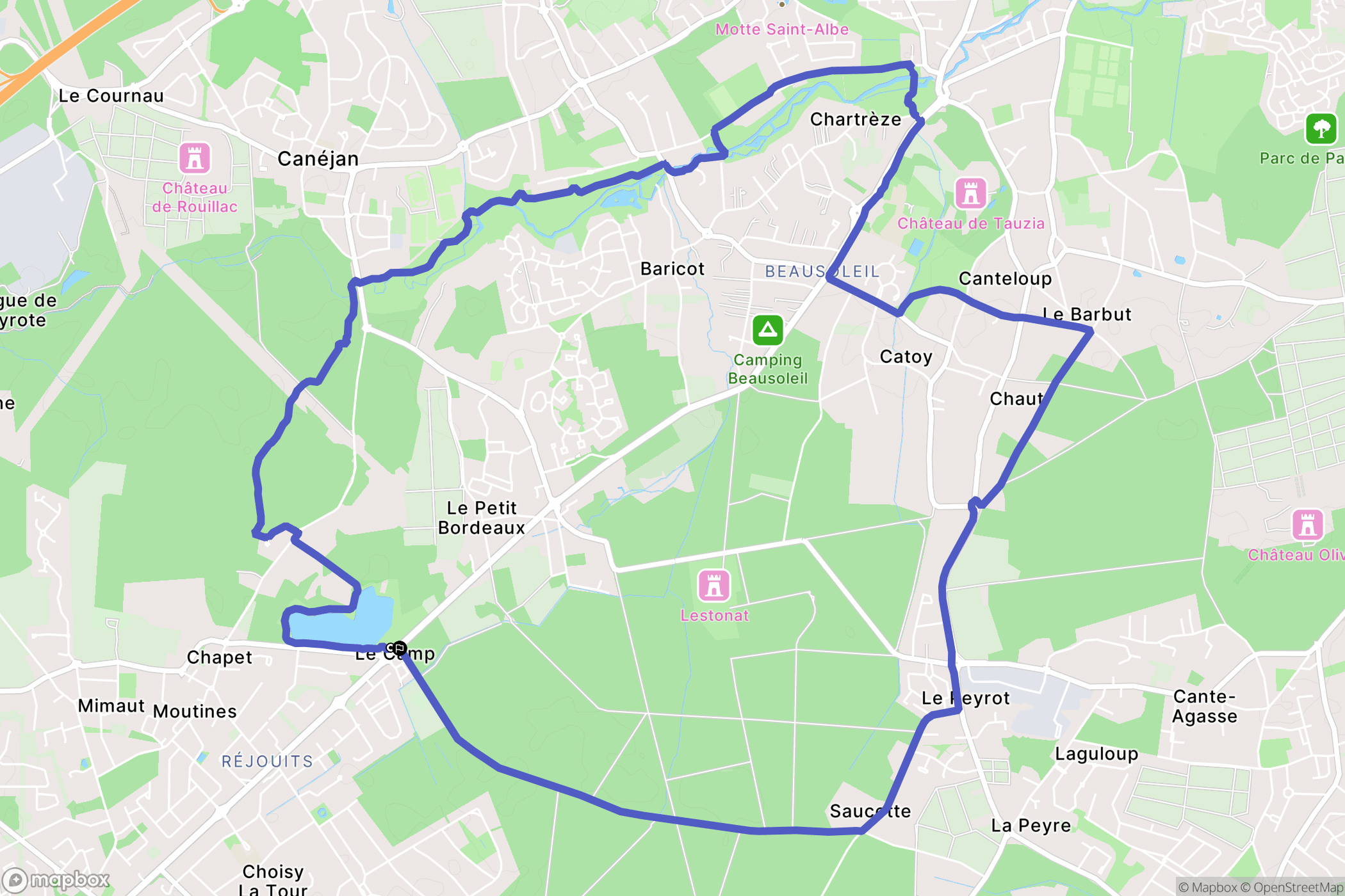 Canéjan : carte du parcours de randonnée - France