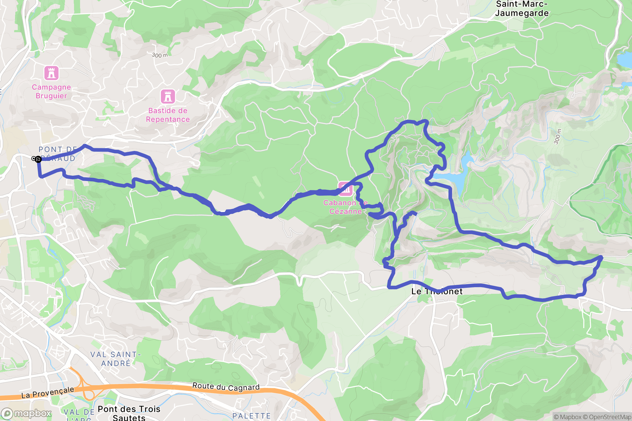 Aix-en-Provence : carte du parcours de randonnée - France