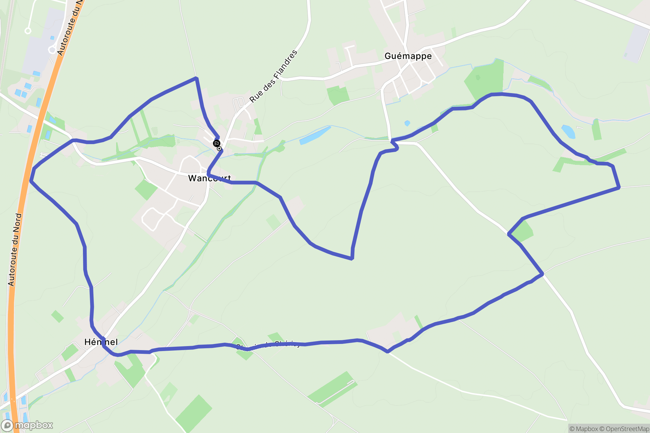 Wancourt : carte du parcours de randonnée - France