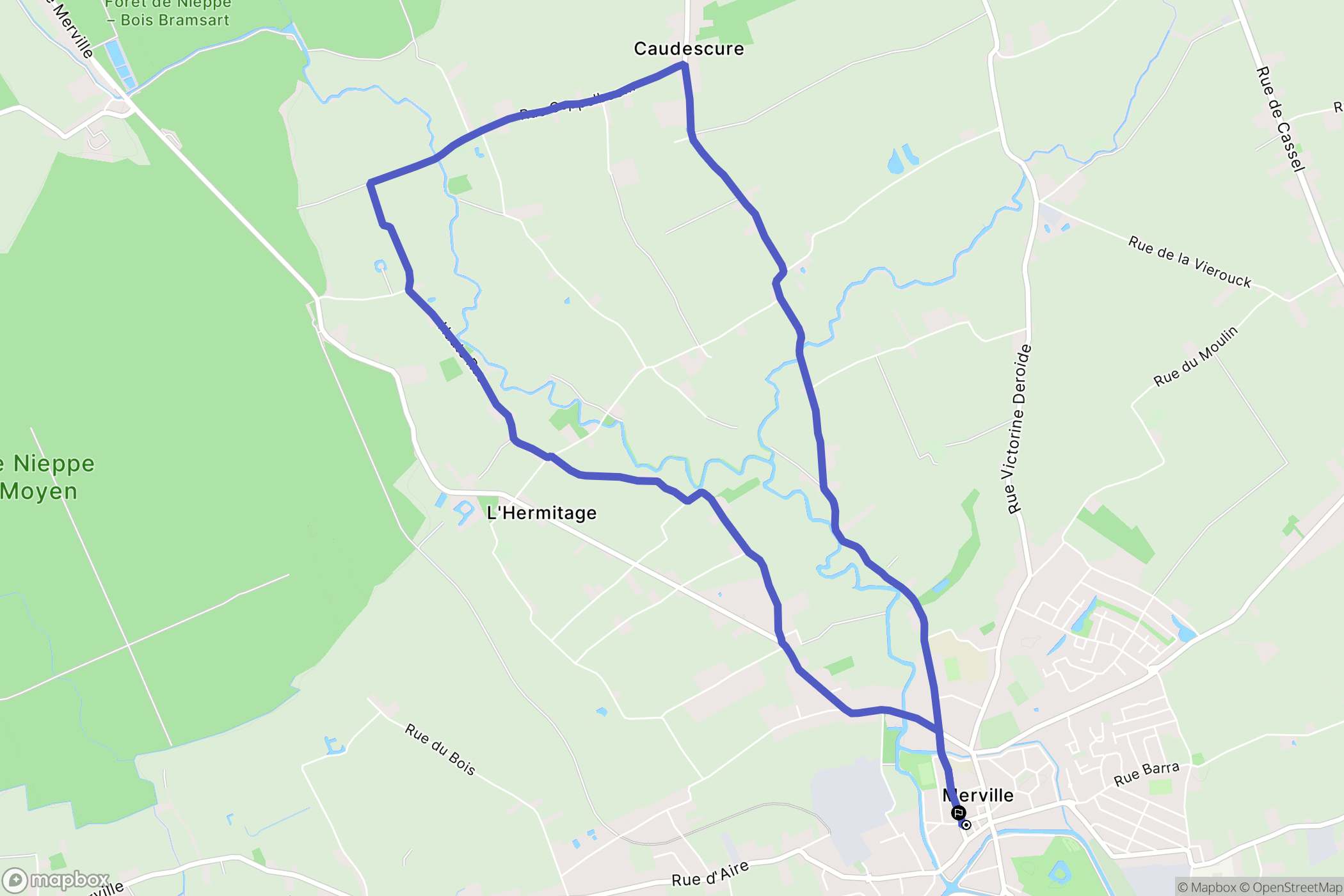 Merville : carte du parcours de randonnée - France