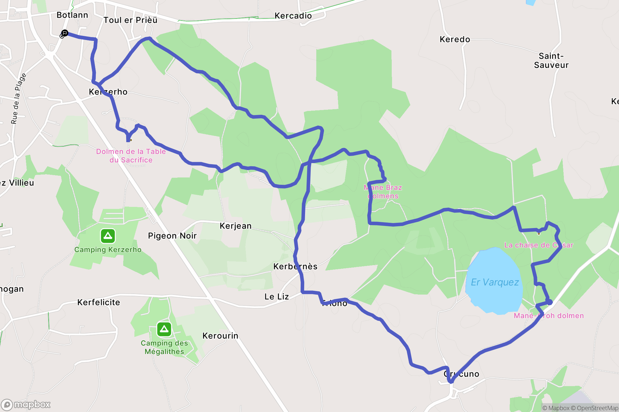 Erdeven : carte du parcours de randonnée - France