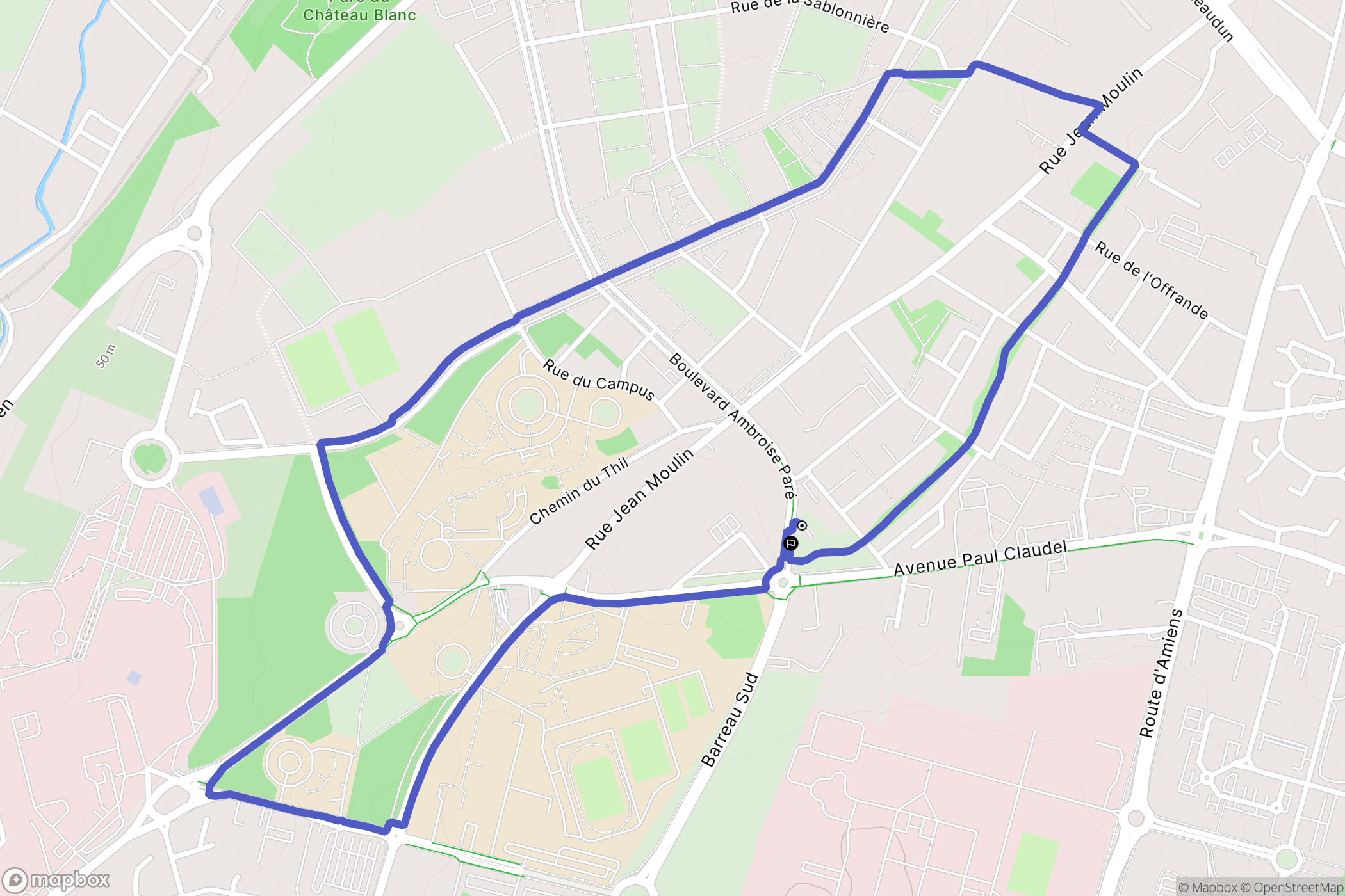Amiens : carte du parcours de randonnée - France