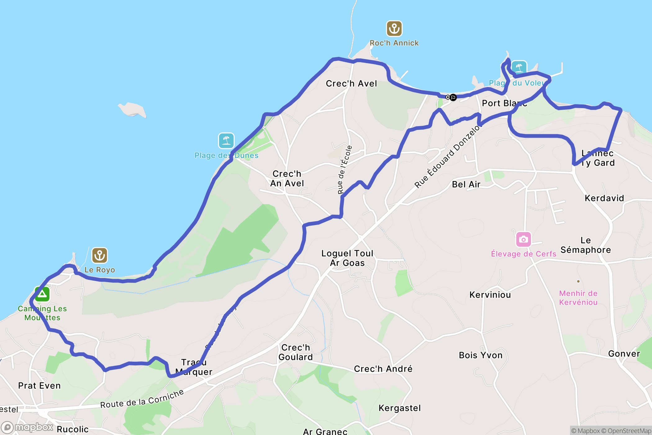 Penvénan : carte du parcours de randonnée - France