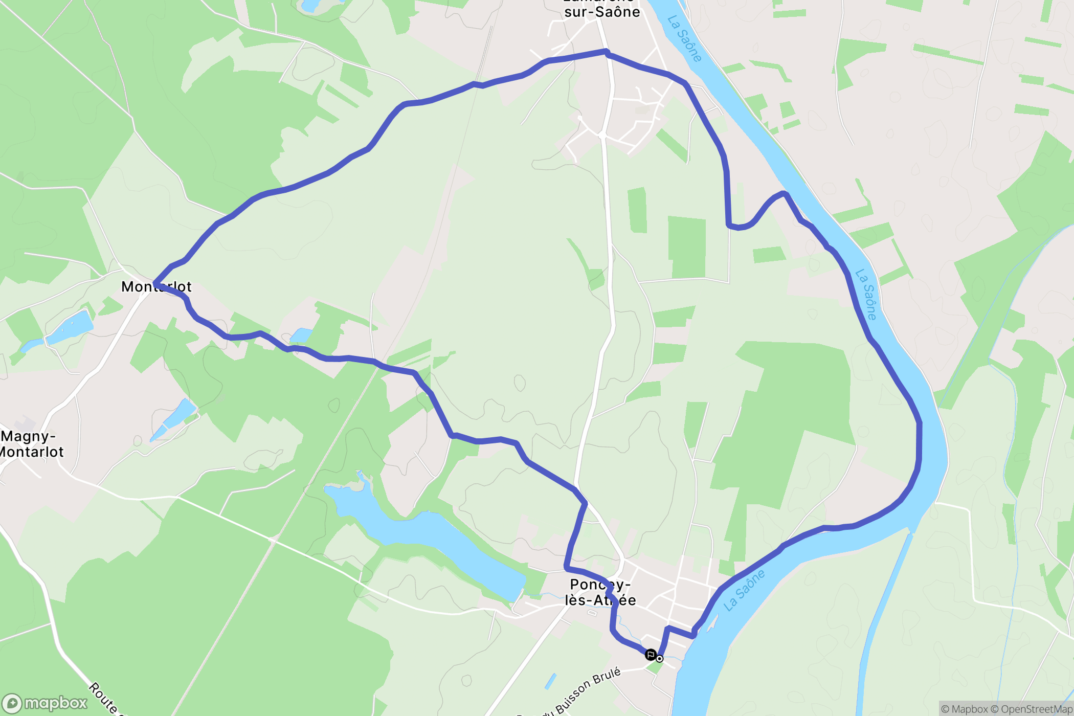 Poncey-lès-Athée : carte du parcours de randonnée - France