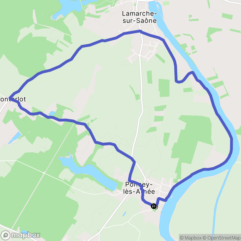 Poncey-lès-Athée : carte du parcours de randonnée - France