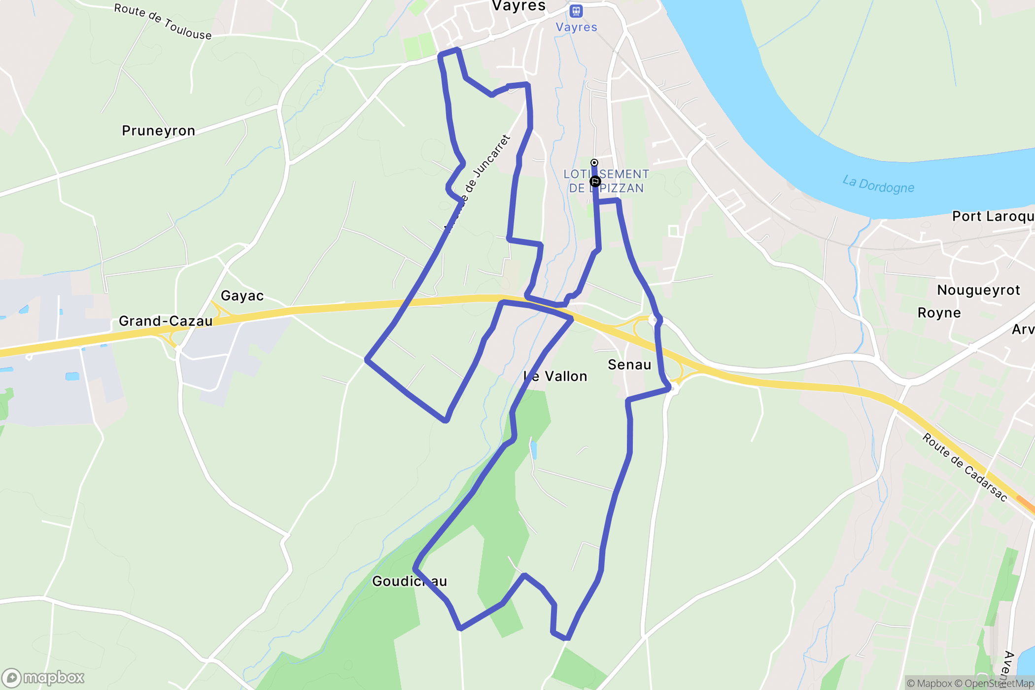 Vayres : carte du parcours de randonnée - France