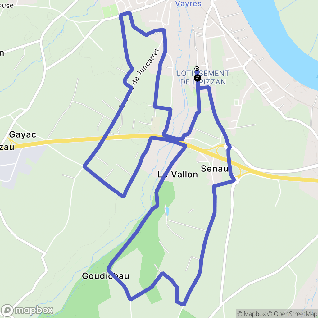 Vayres : carte du parcours de randonnée - France