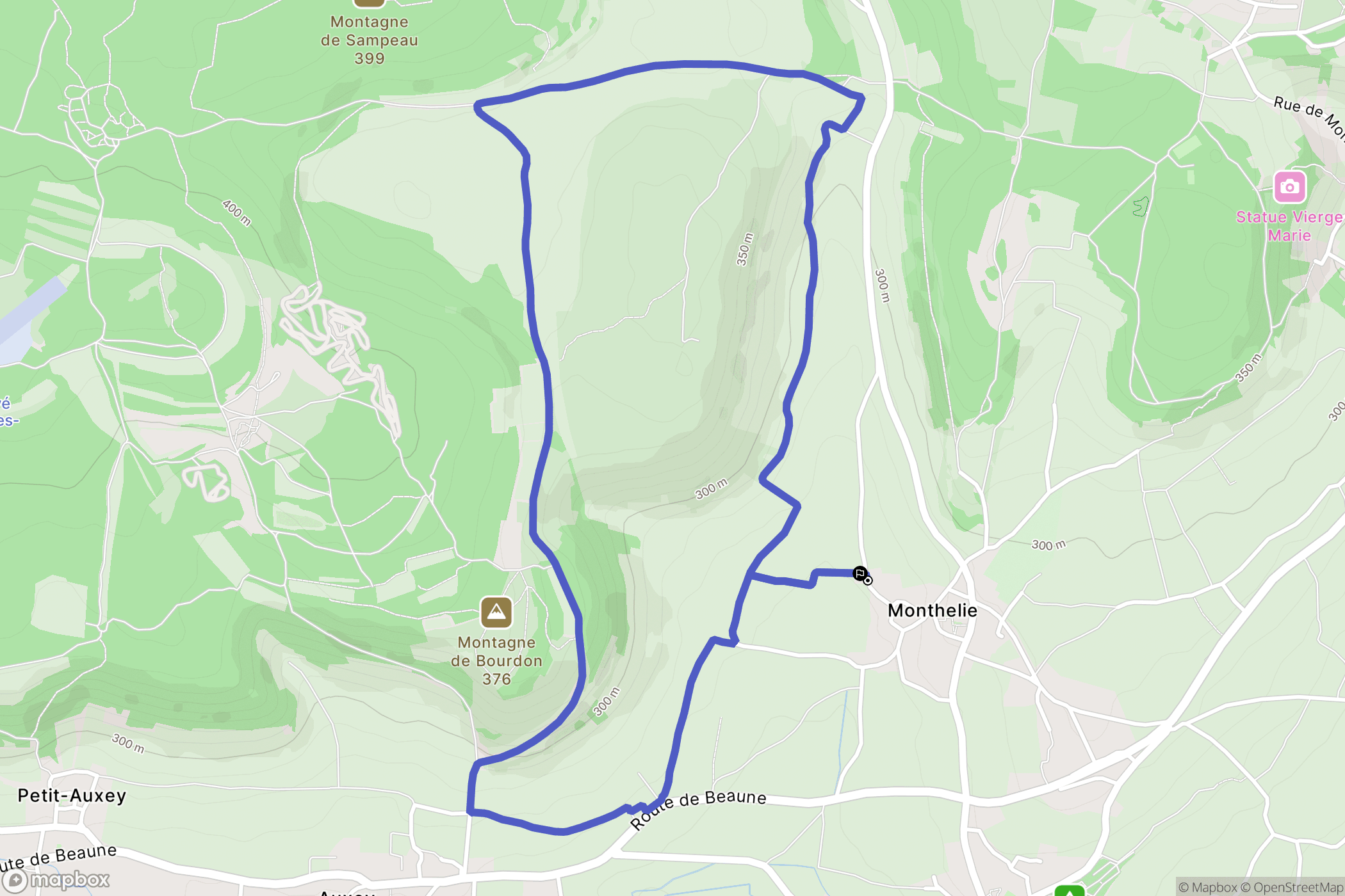 Monthelie : carte du parcours de randonnée - France