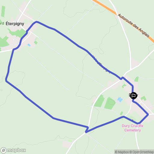 Dury : carte du parcours de randonnée - France
