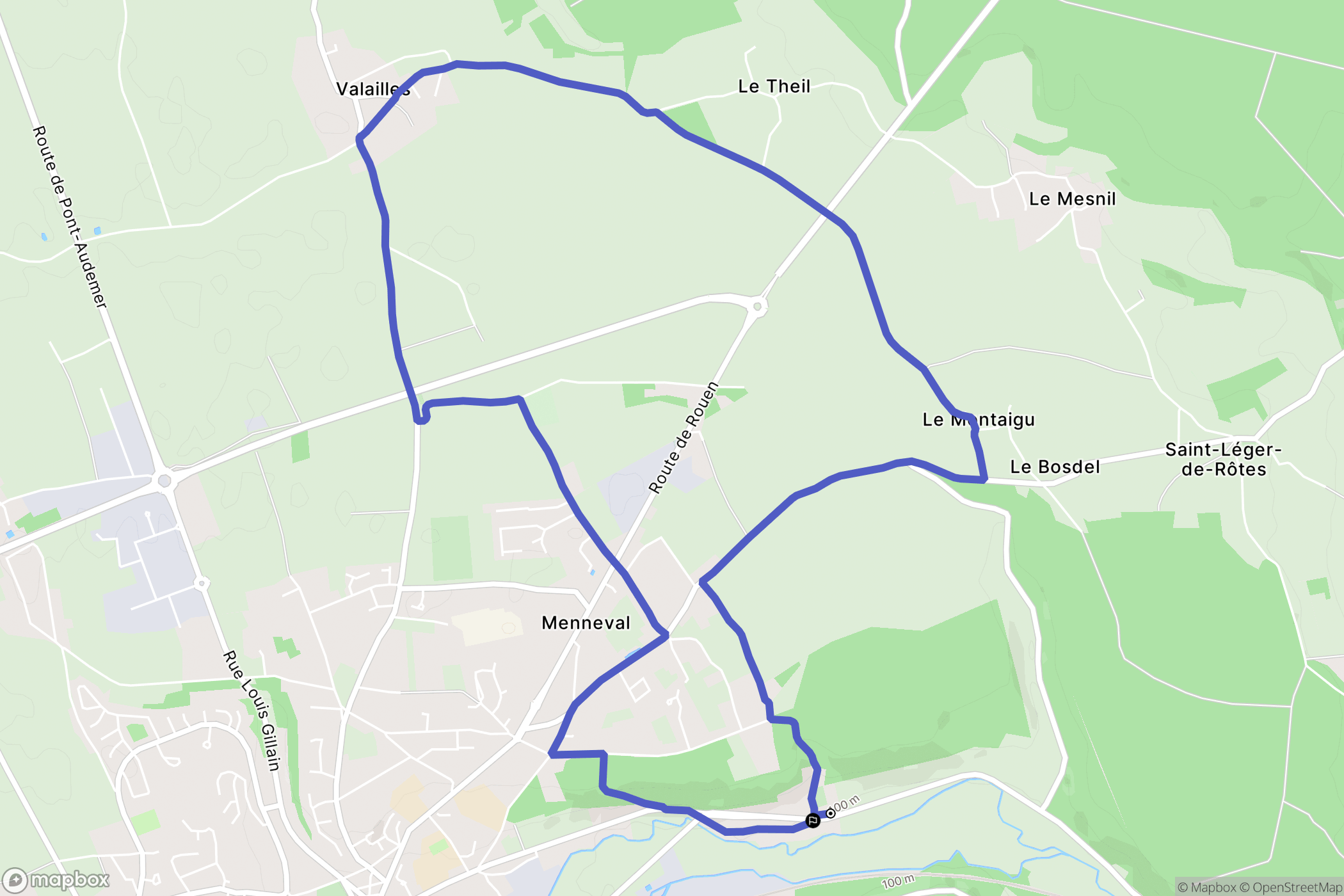 Menneval : carte du parcours de randonnée - France