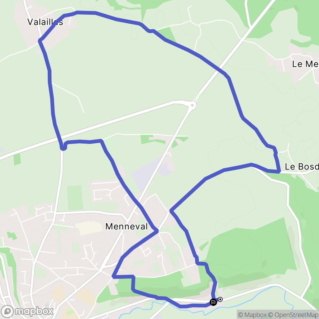 Menneval : carte du parcours de randonnée - France