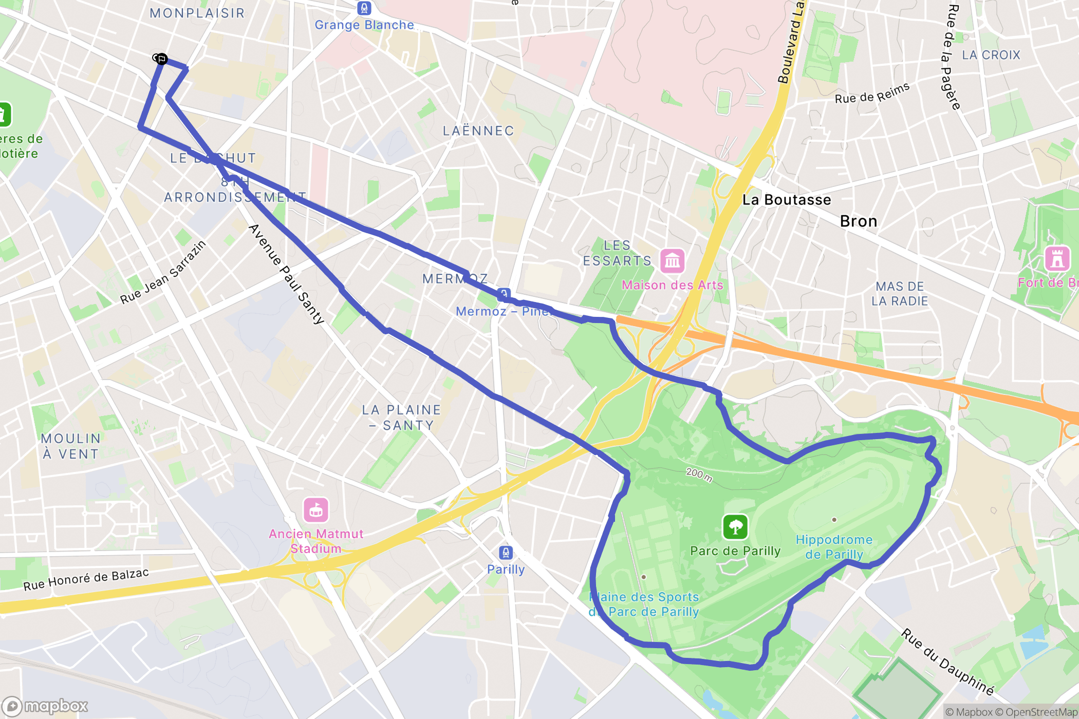 Lyon : carte du parcours de randonnée - France