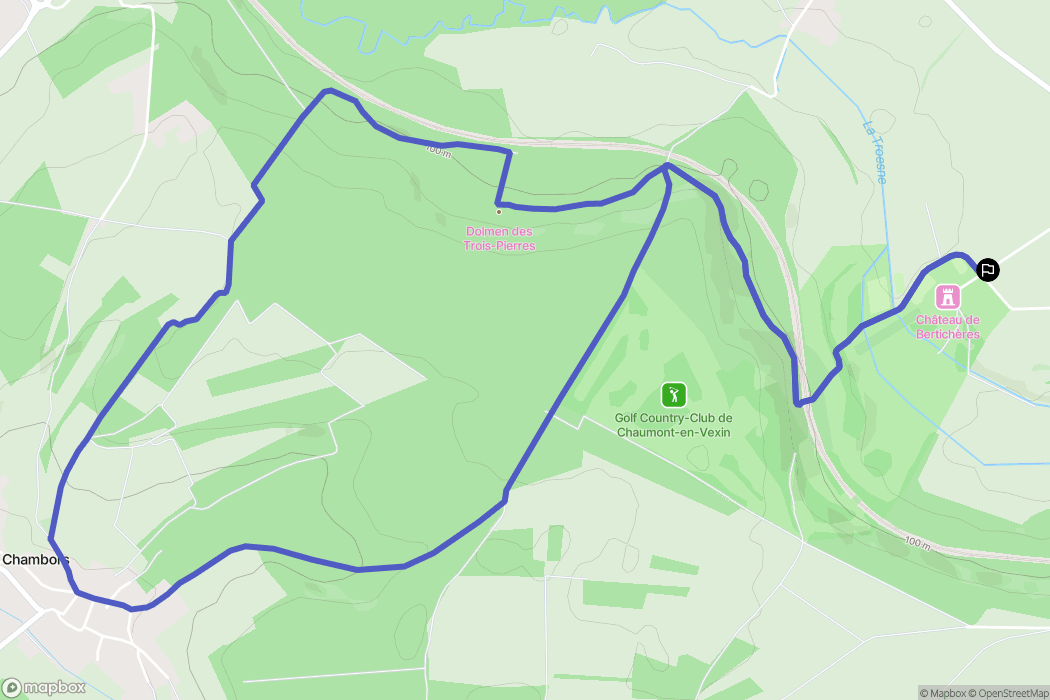 Chaumont-en-Vexin : carte du parcours de randonnée - France