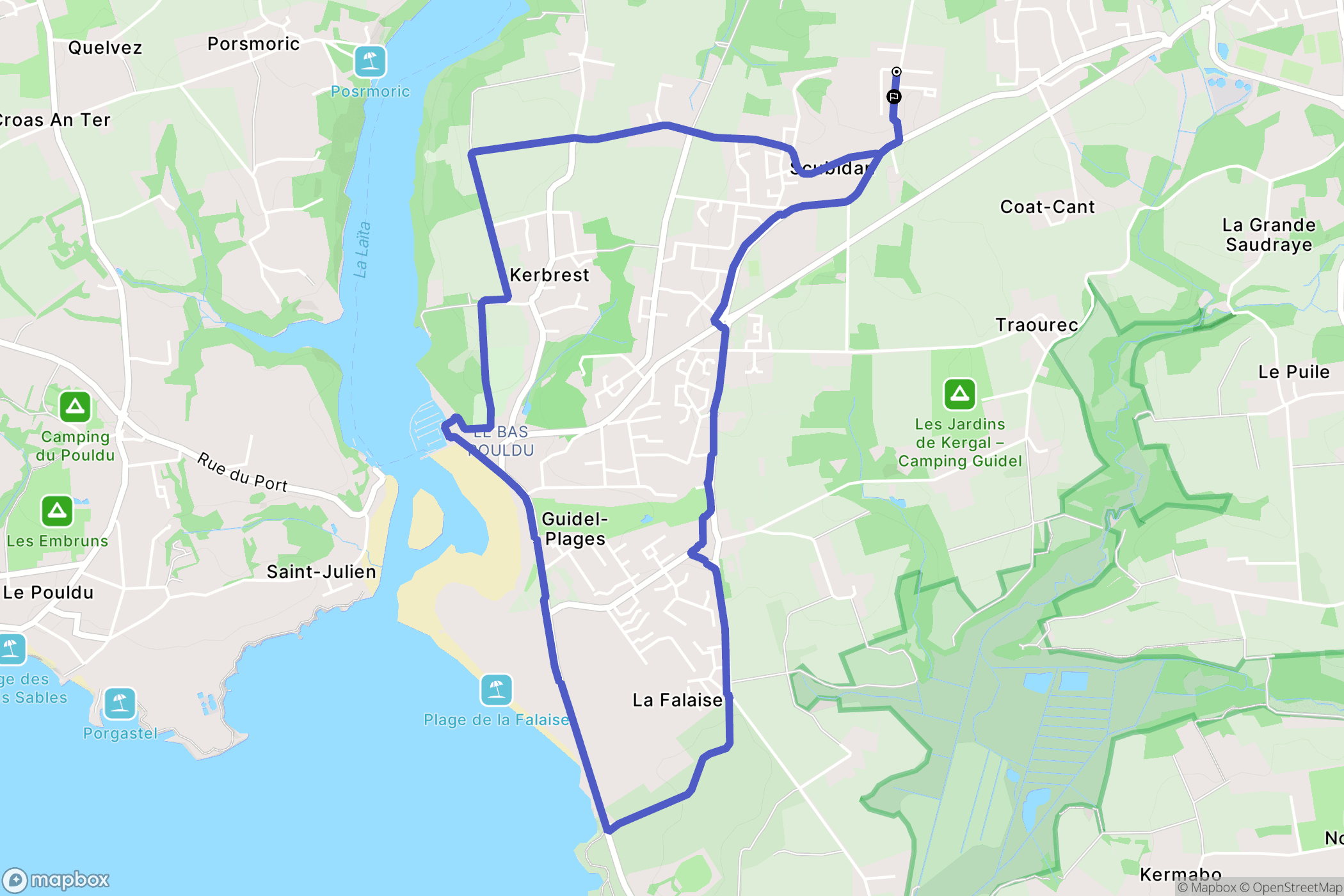 Guidel : carte du parcours de randonnée - France
