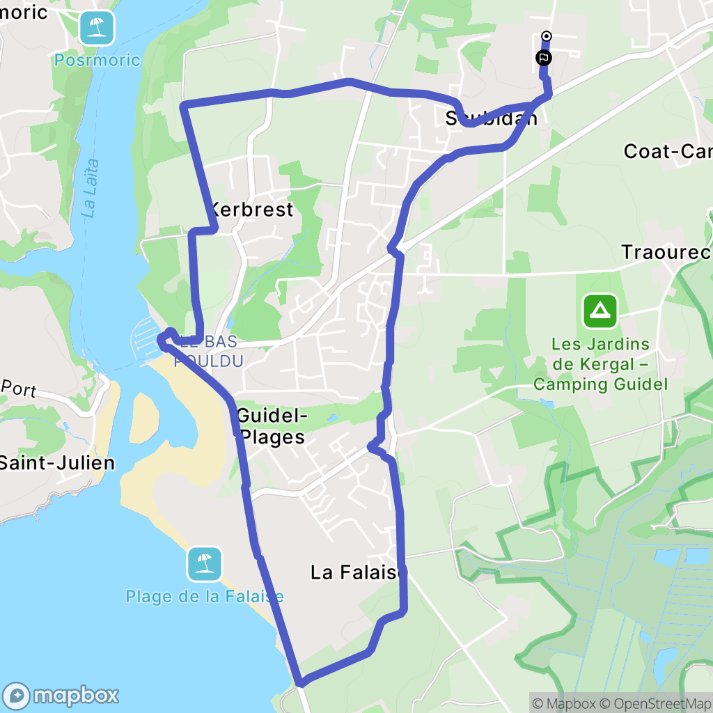 Guidel : carte du parcours de randonnée - France