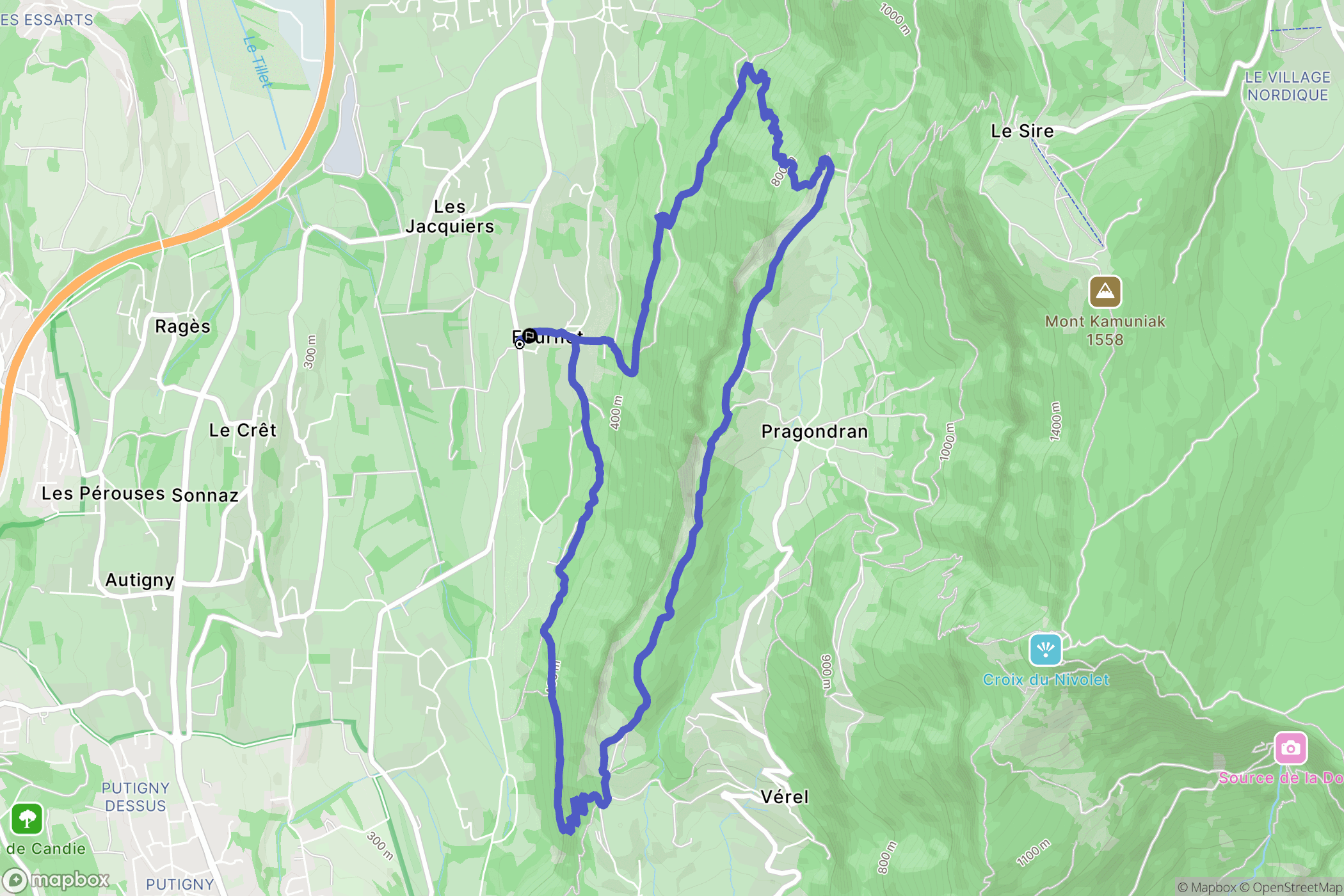 Méry : carte du parcours de randonnée - France