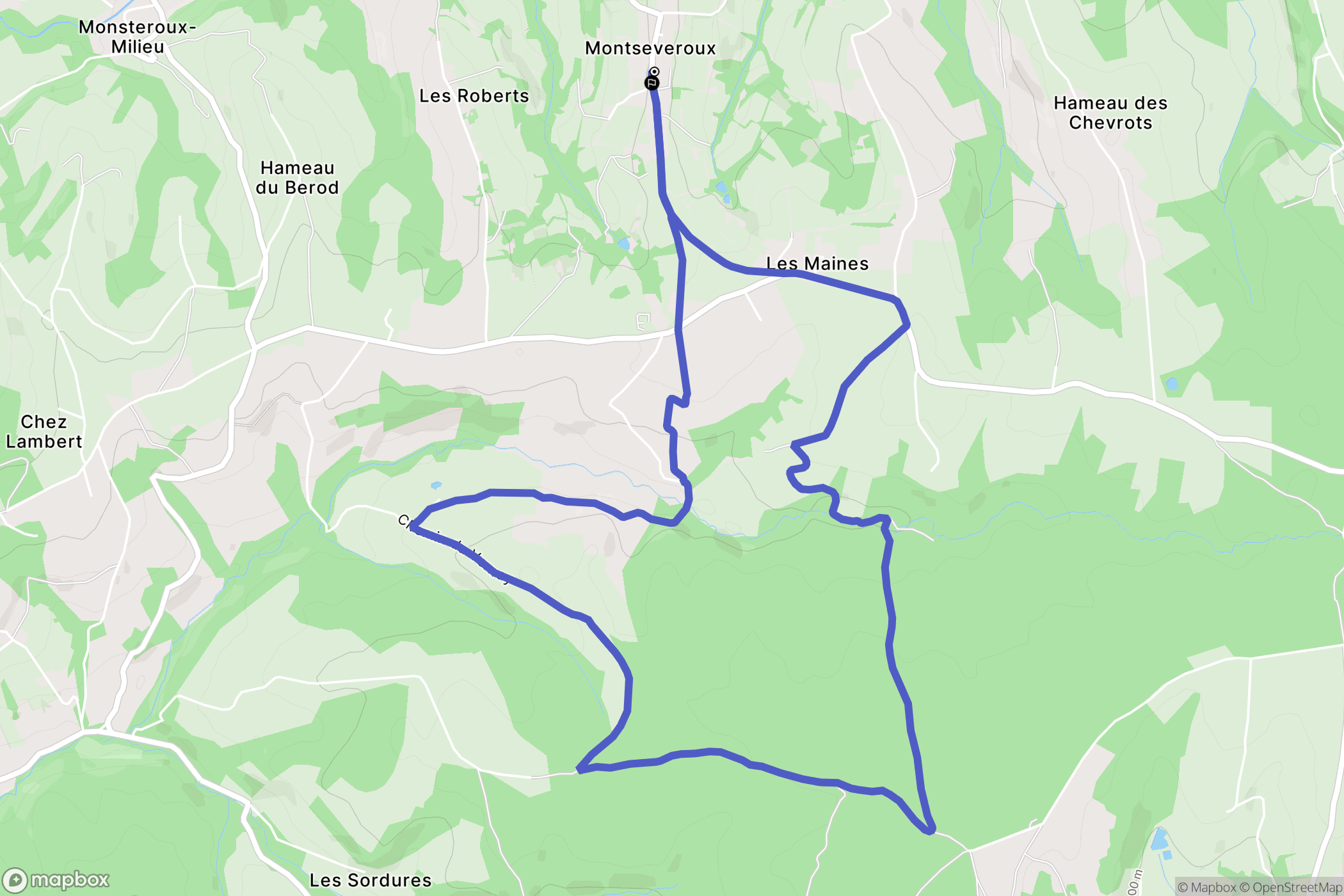 Montseveroux : carte du parcours de randonnée - France