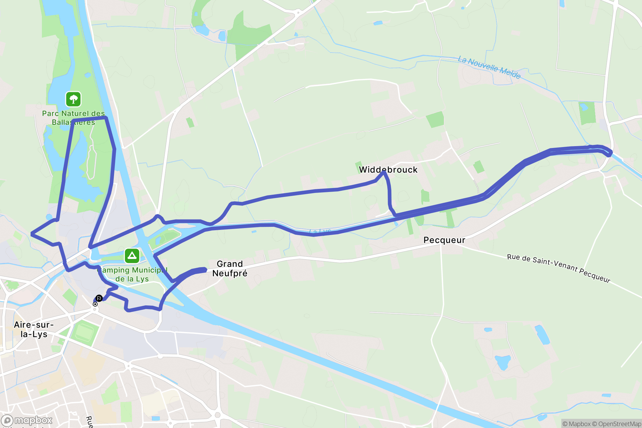 Aire-sur-la-Lys : carte du parcours de randonnée - France
